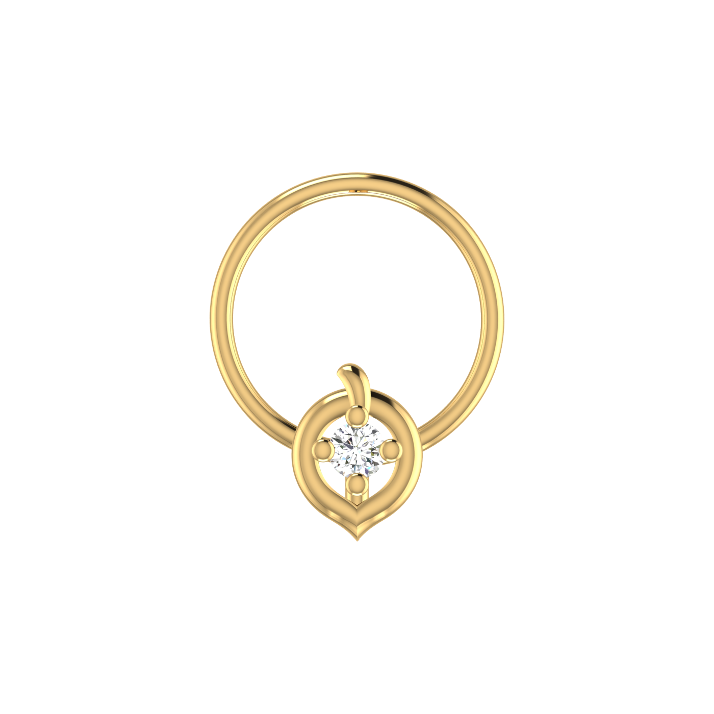 14K Gold Hoop or Circular  0.02ct Natural Diamond Nose Pin