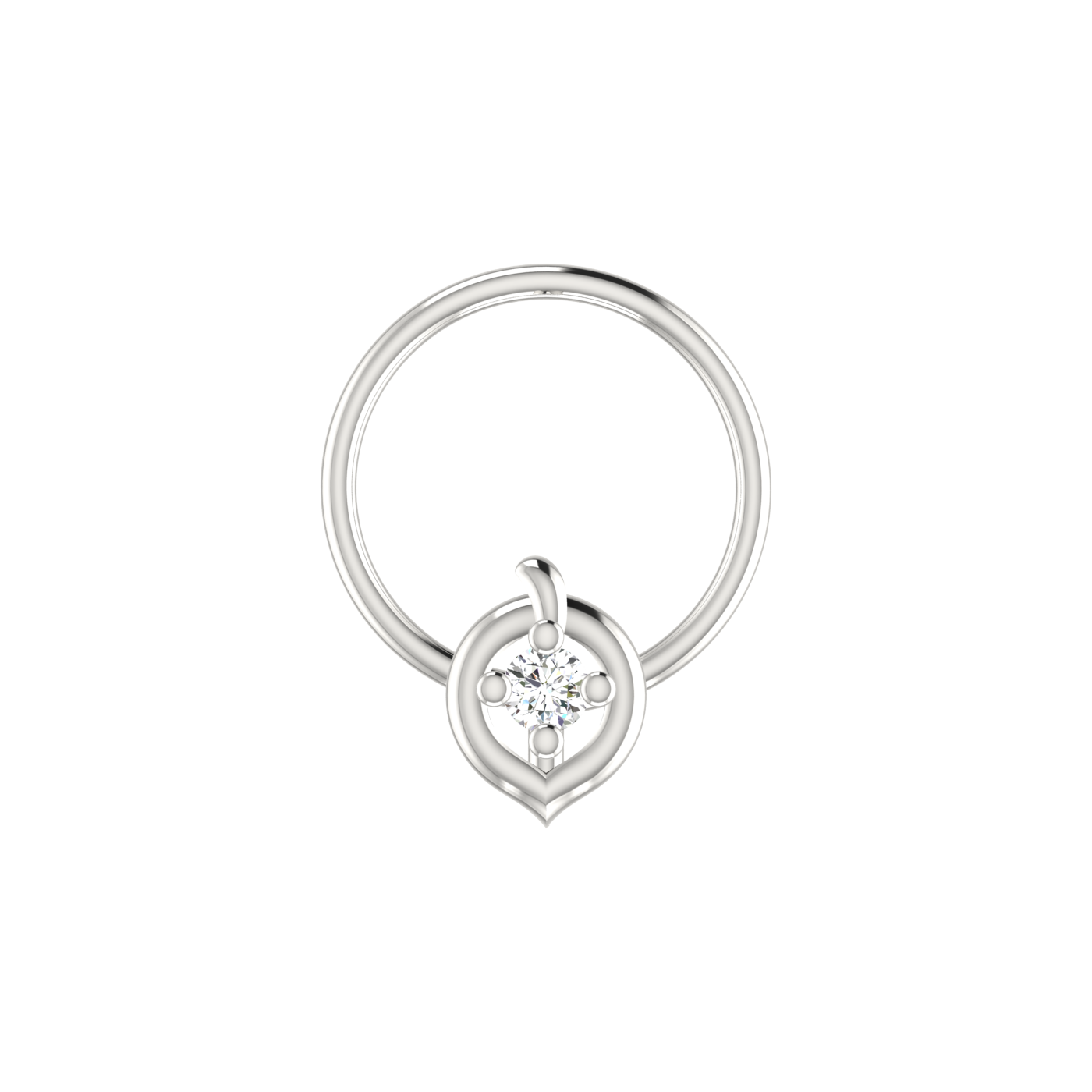 14K Gold Hoop or Circular  0.02ct Natural Diamond Nose Pin
