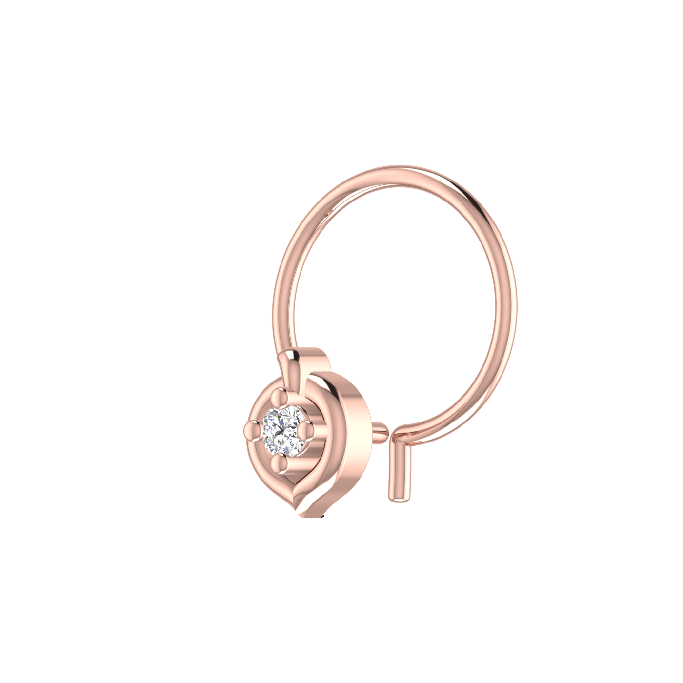 14K Gold Hoop or Circular  0.02ct Natural Diamond Nose Pin