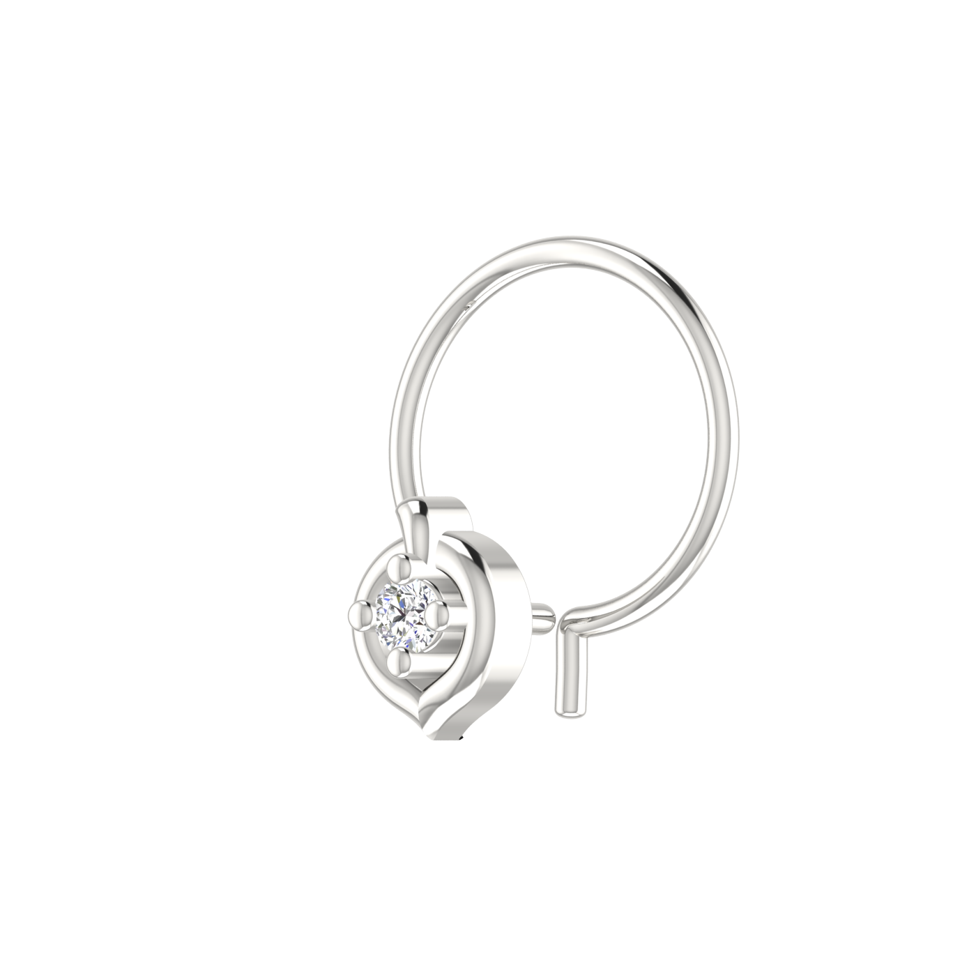 14K Gold Hoop or Circular  0.02ct Natural Diamond Nose Pin