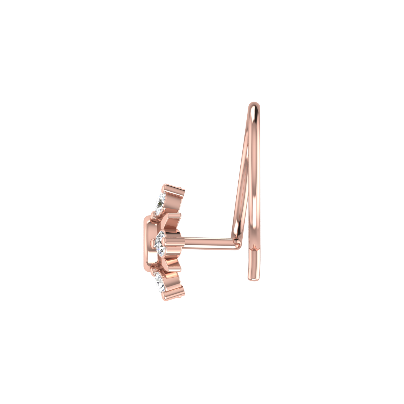 0.10 Ct Lab Grown Diamond Floral Nose Pin