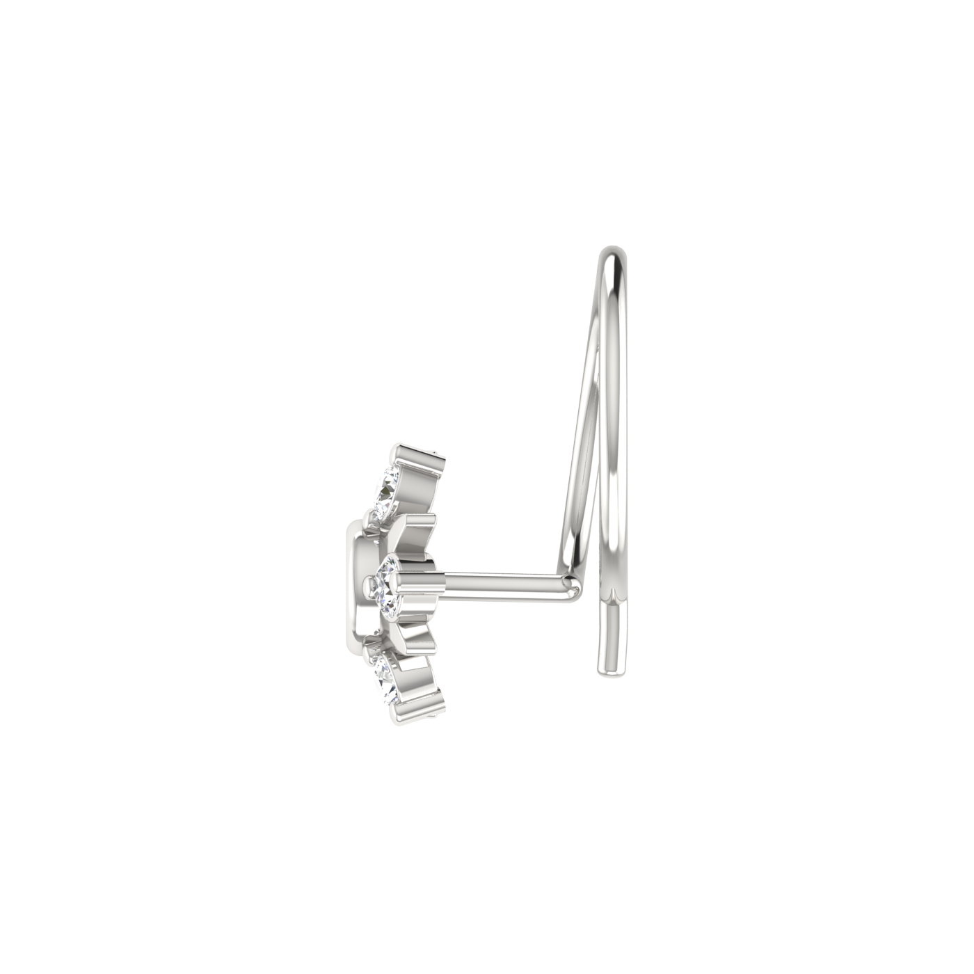 0.10 Ct Lab Grown Diamond Floral Nose Pin