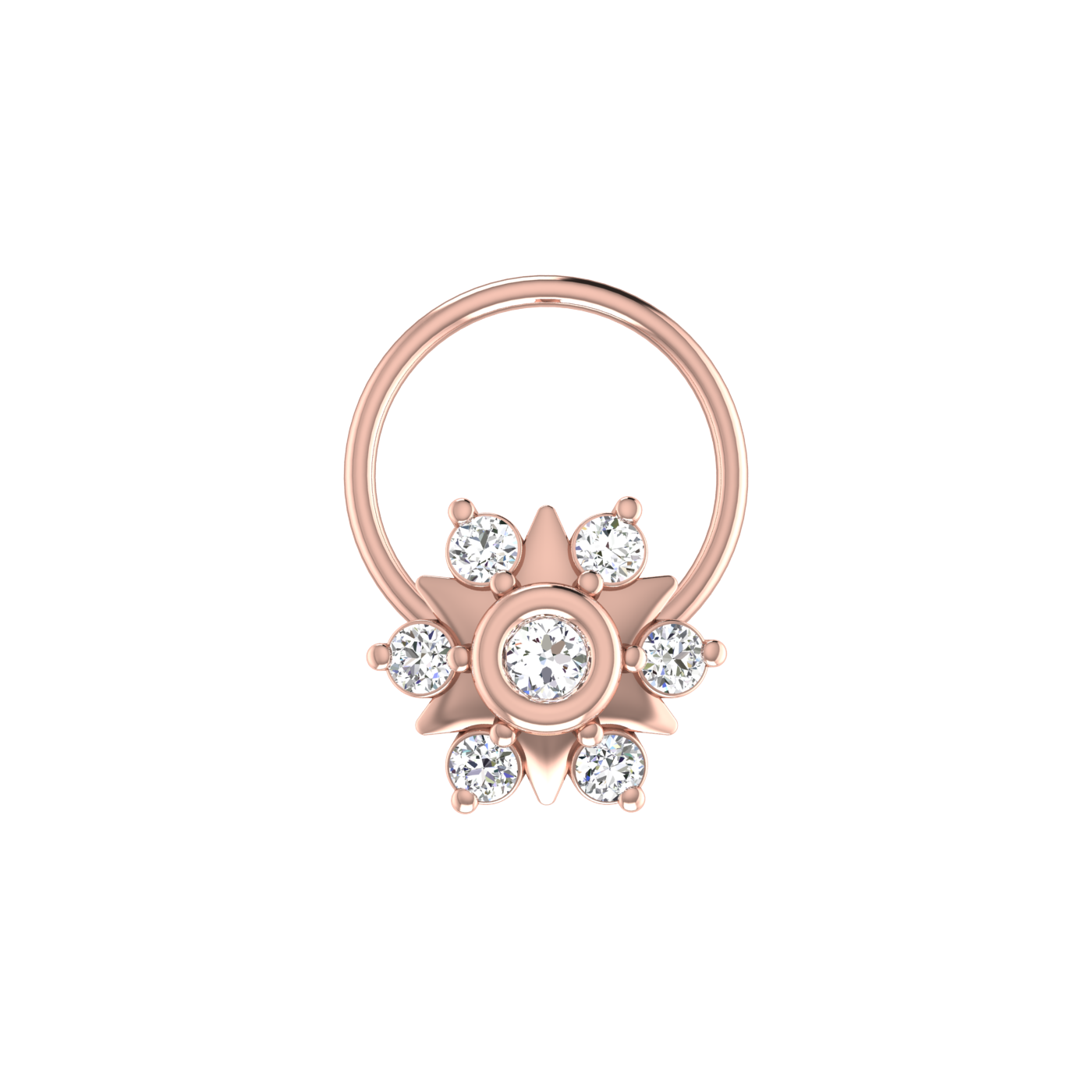 0.10 Ct Lab Grown Diamond Floral Nose Pin