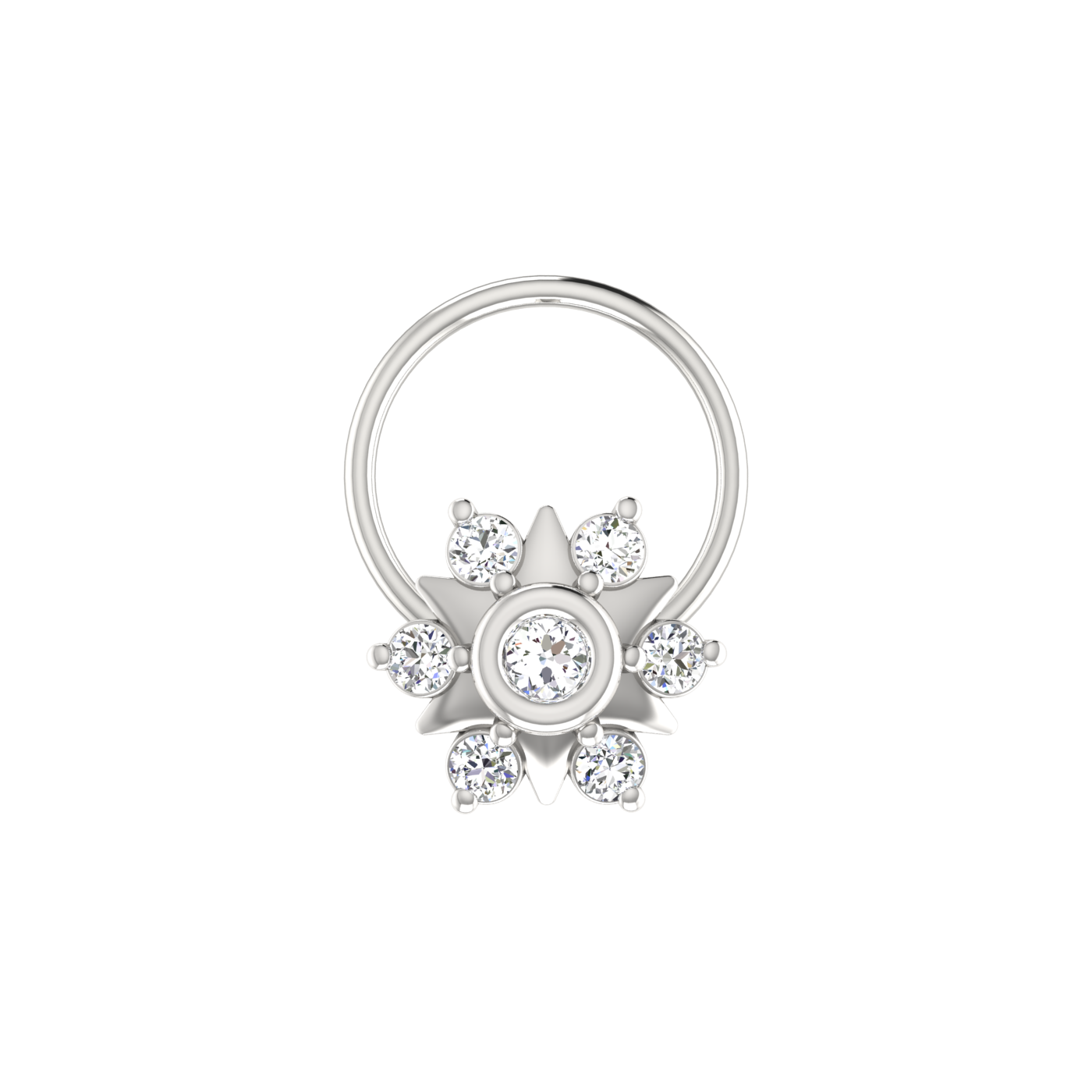 0.10 Ct Lab Grown Diamond Floral Nose Pin