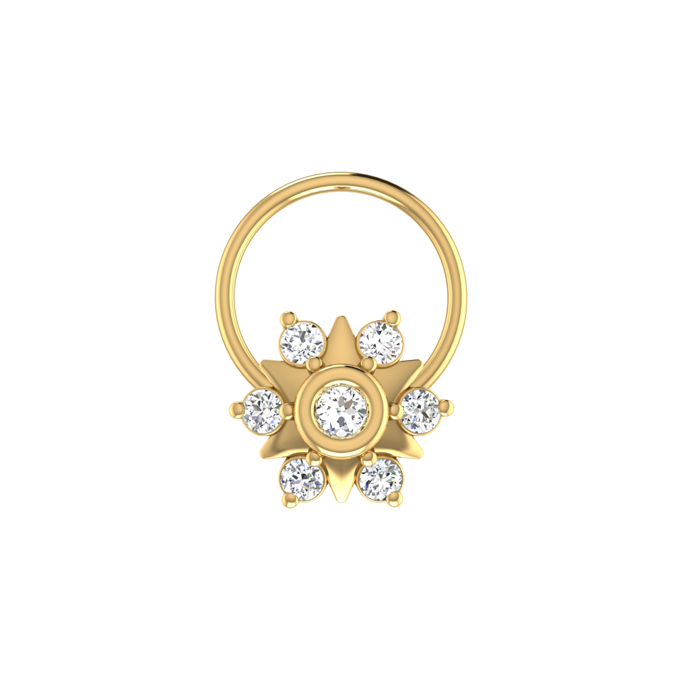 0.10 Ct Lab Grown Diamond Floral Nose Pin
