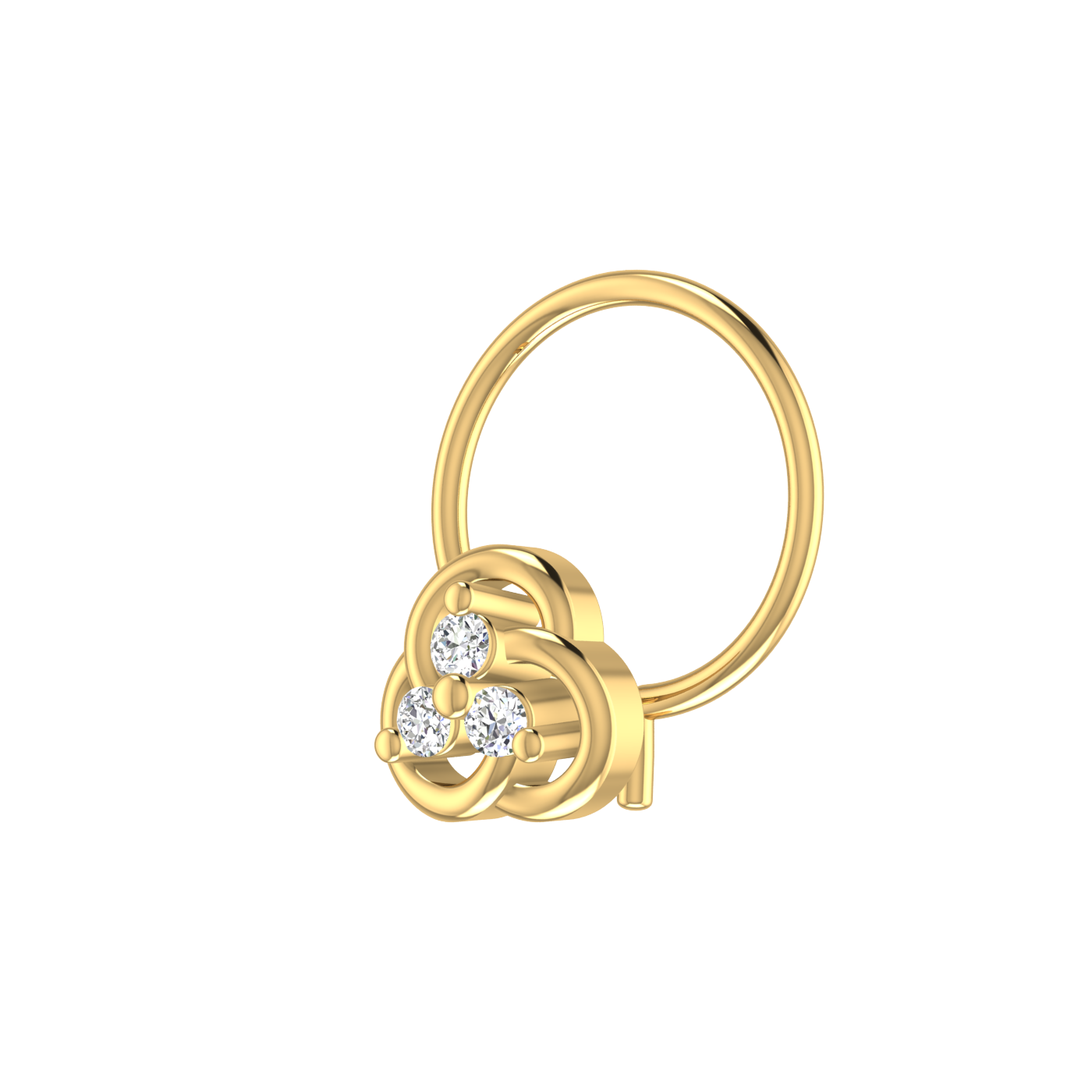 14K Gold Cluster-Set Design 0.038ct Natural Diamond Nose Pin