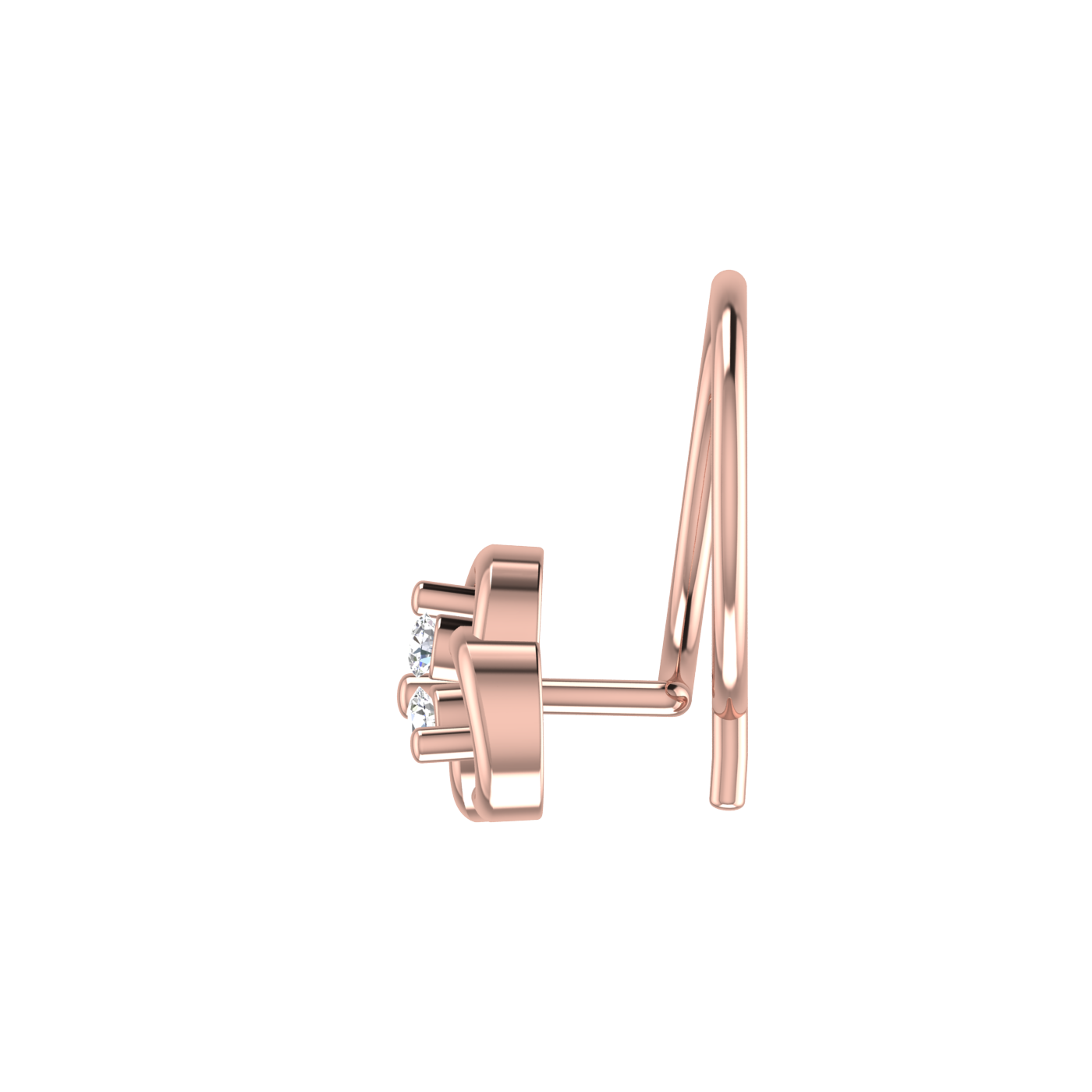 14K Gold Cluster-Set Design 0.038ct Natural Diamond Nose Pin