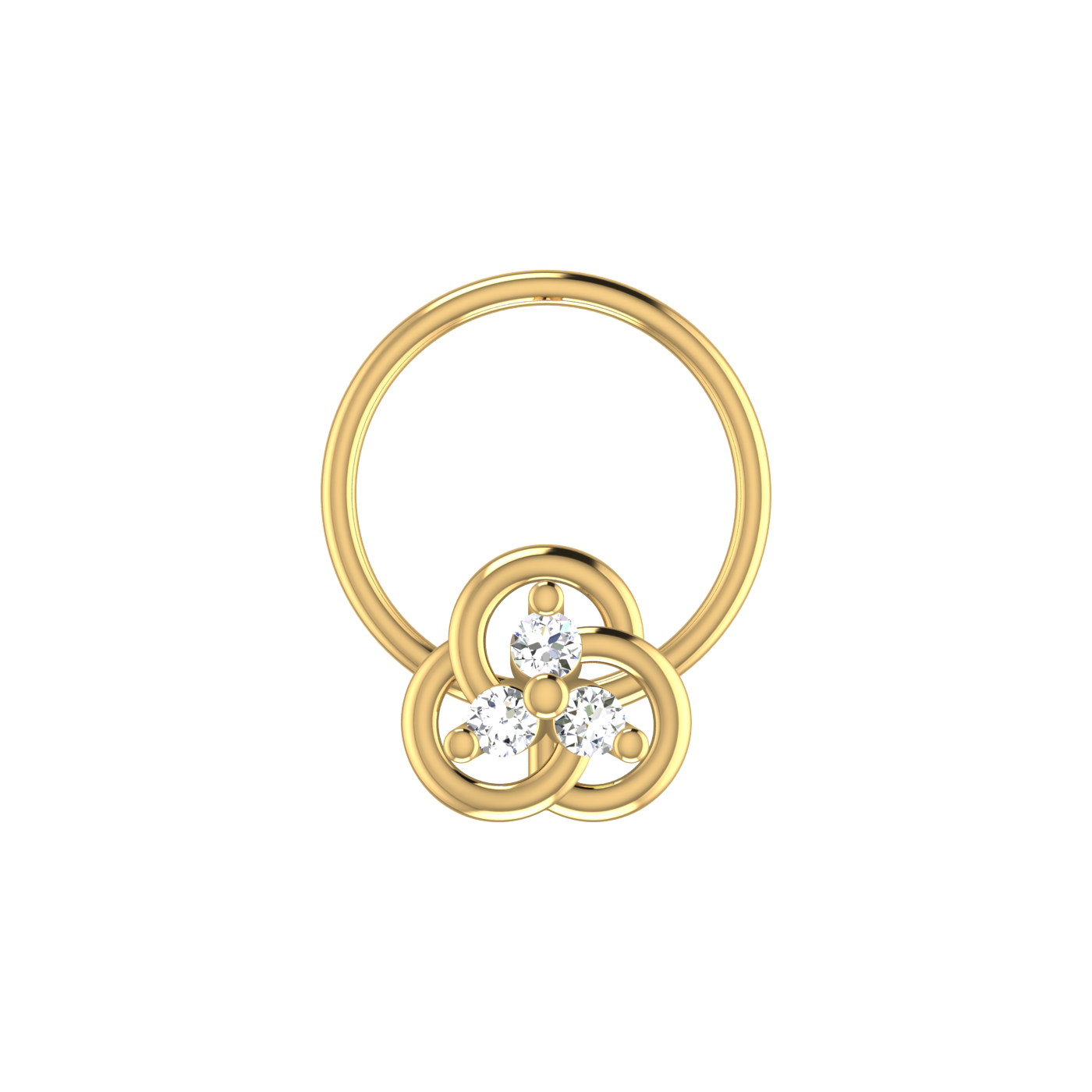 14K Gold Cluster-Set Design 0.038ct Natural Diamond Nose Pin