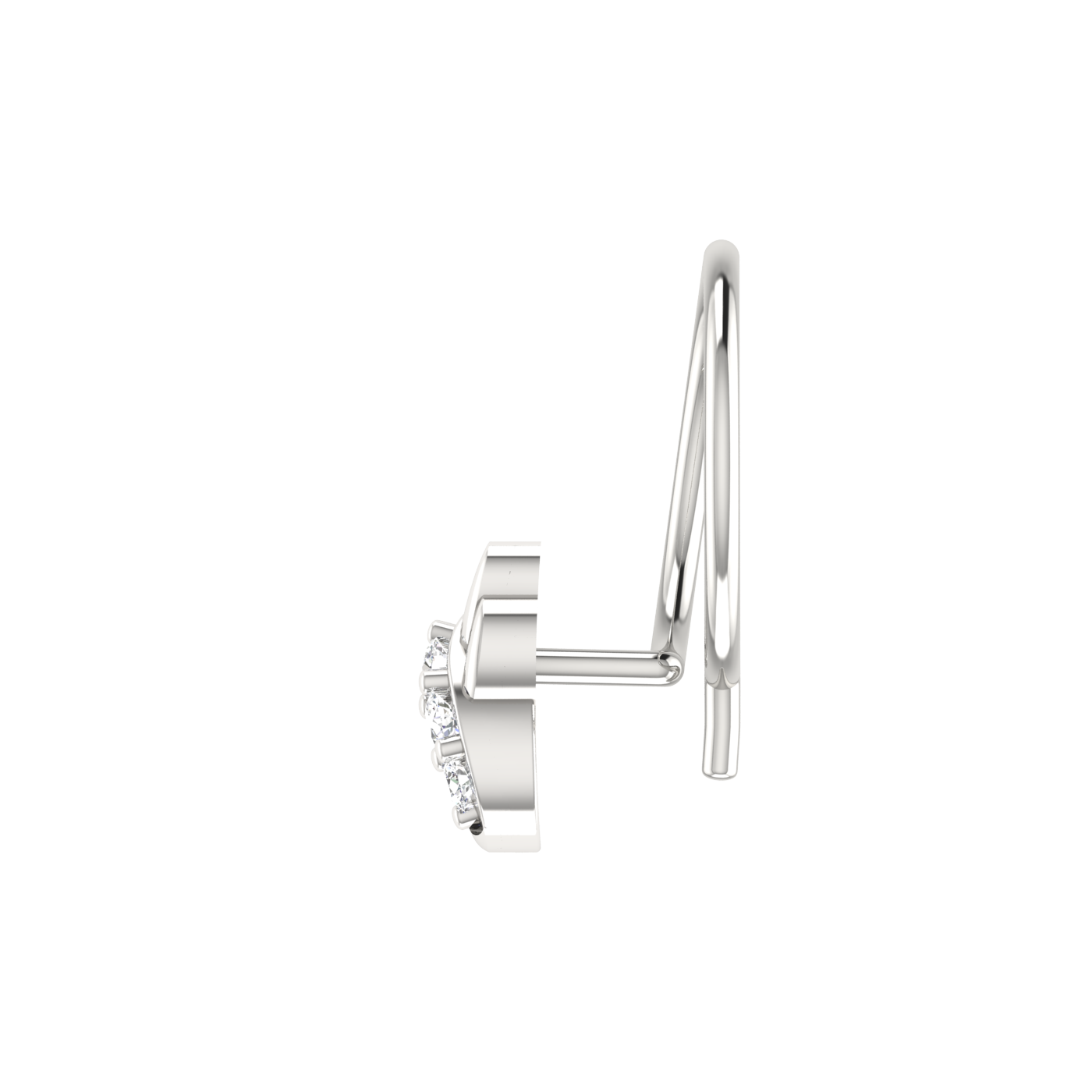 14K Gold Curved or Looped Design 0.022ct Natural Diamond Nose Pin