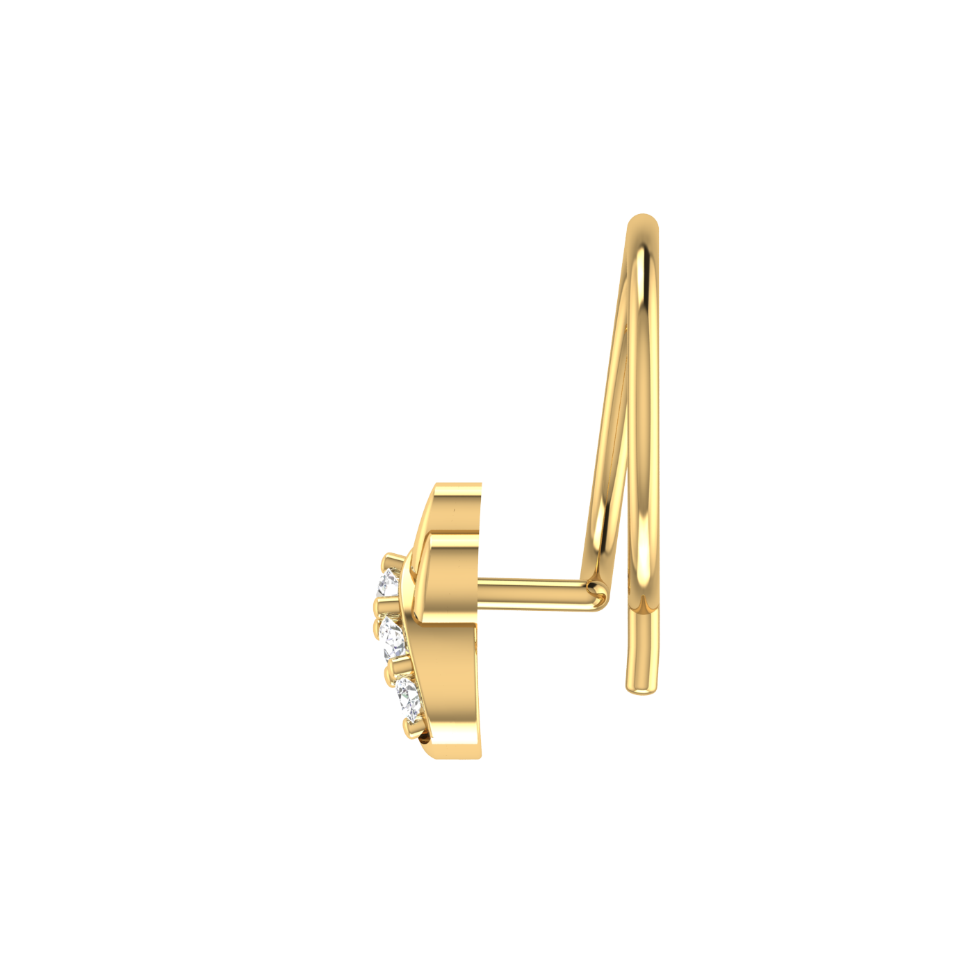 14K Gold Curved or Looped Design 0.022ct Natural Diamond Nose Pin