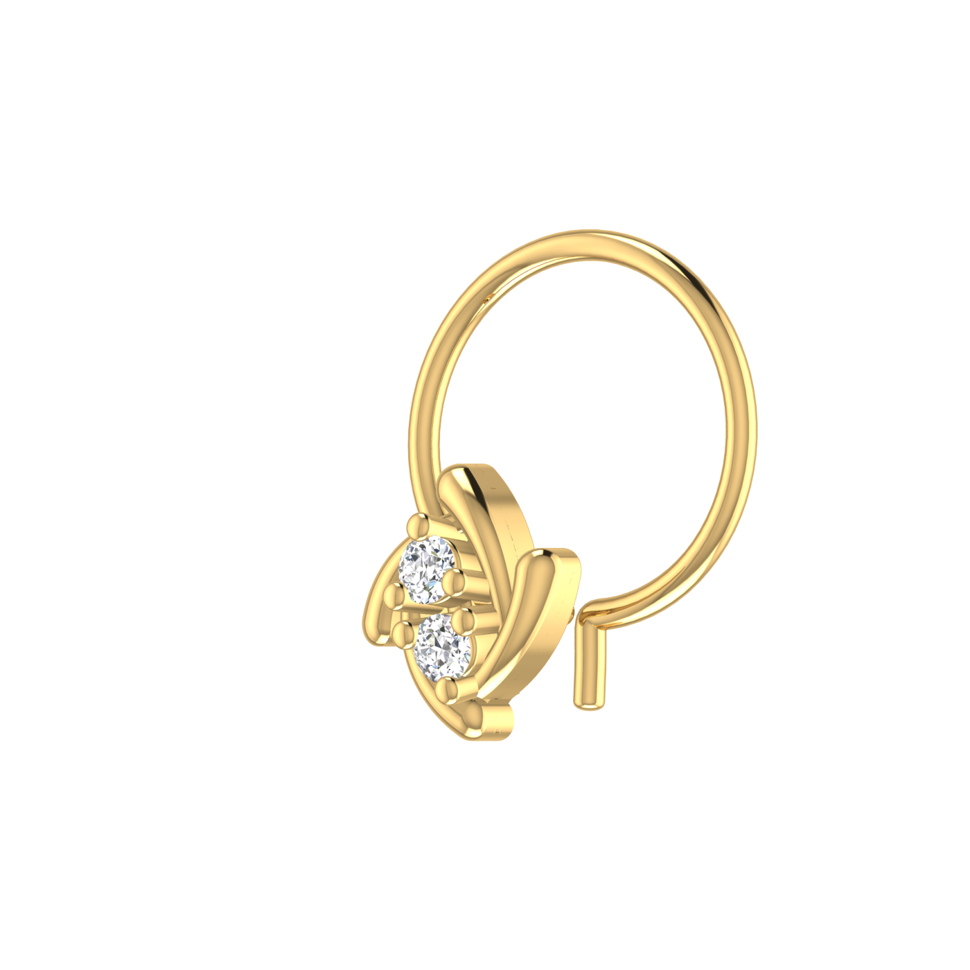 14K Gold swirl Design 0.03ct Natural Diamond Nose Pin