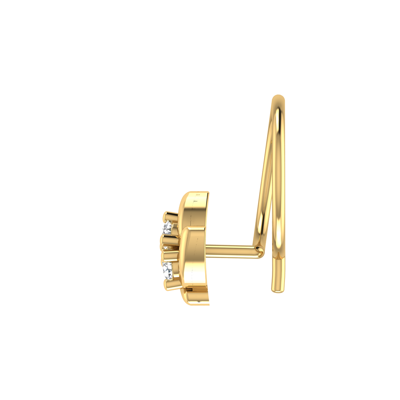 14K Gold swirl Design 0.03ct Natural Diamond Nose Pin