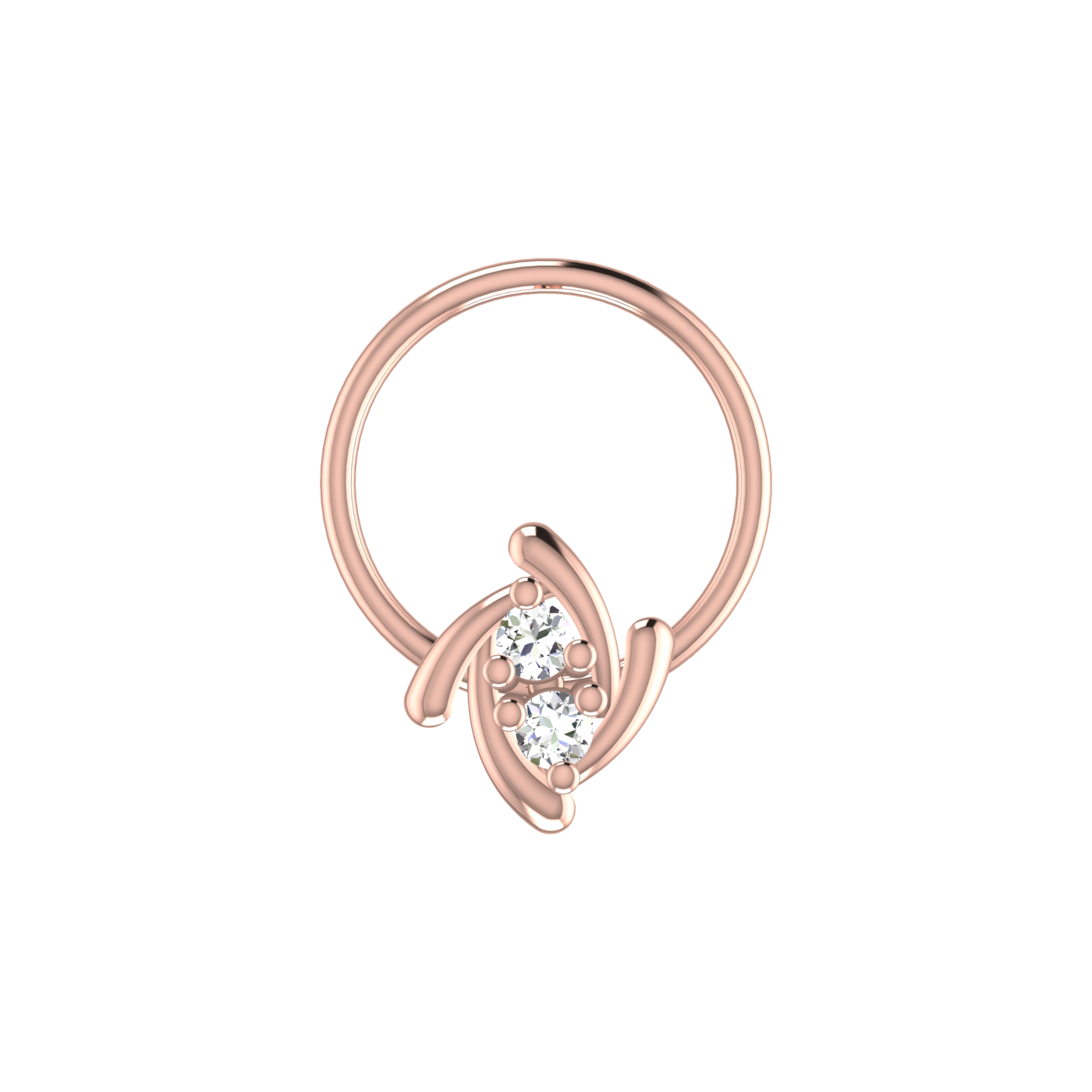 14K Gold swirl Design 0.03ct Natural Diamond Nose Pin