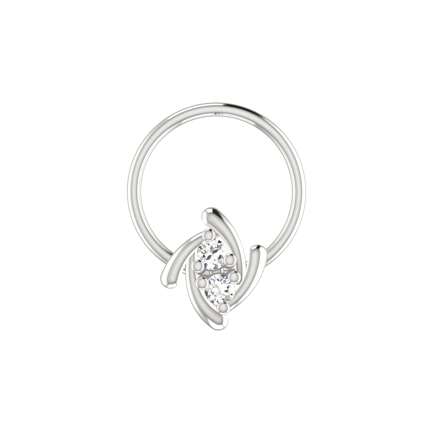 14K Gold swirl Design 0.03ct Natural Diamond Nose Pin