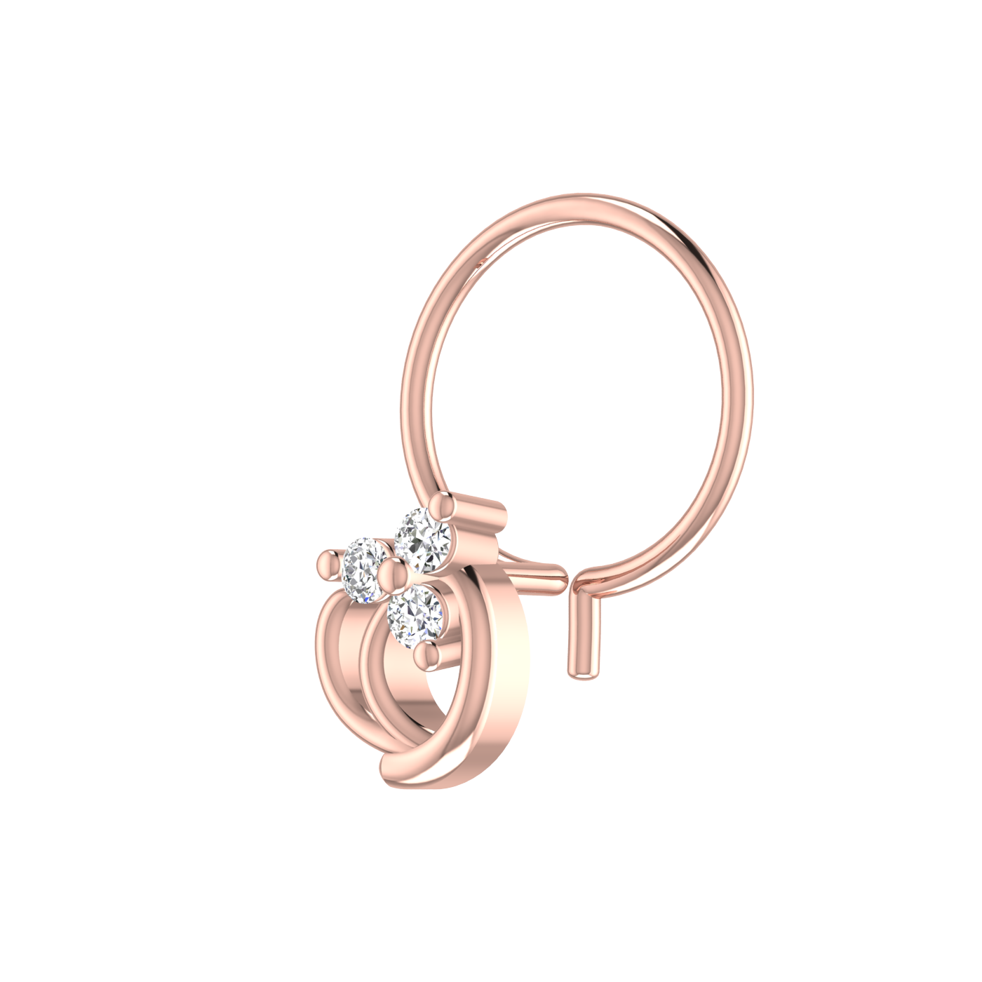 14K Gold Studded 0.037 Carat Natural Diamond Nose Pin