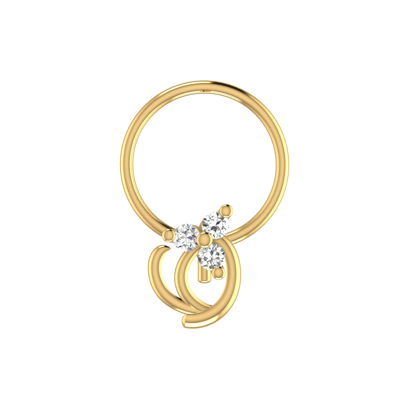 14K Gold Studded 0.037 Carat Natural Diamond Nose Pin