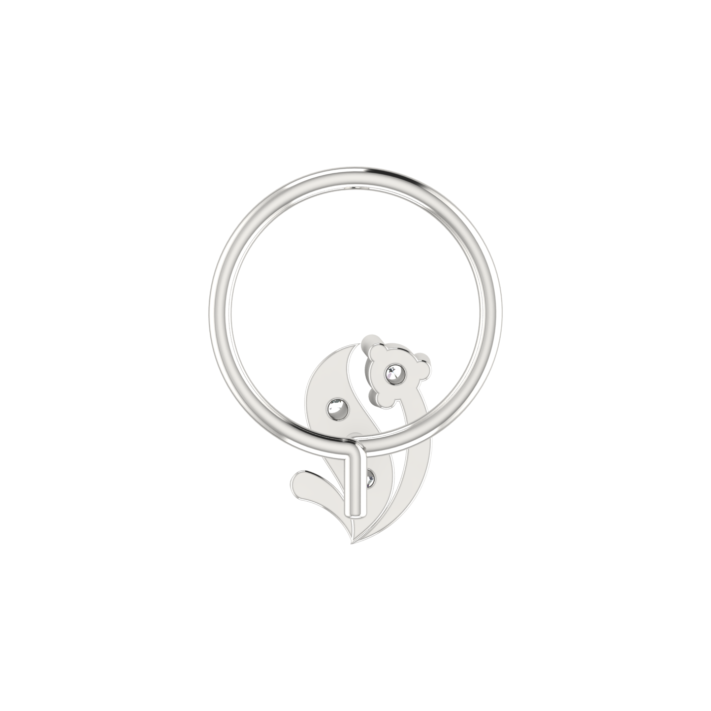 14K Gold Minimalist Floral/Leaf Design 0.048ct Natural Diamond Nose Pin