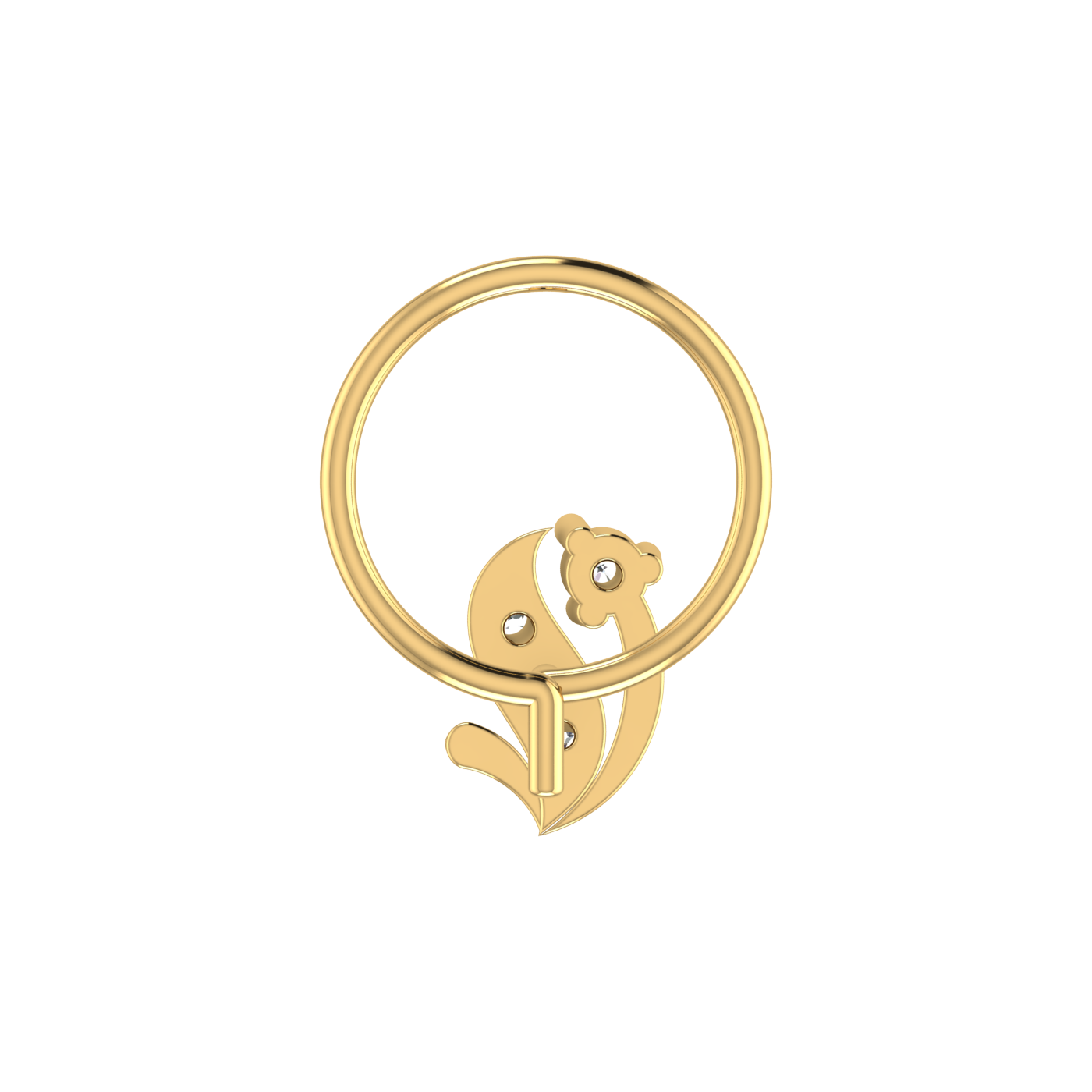 14K Gold Minimalist Floral/Leaf Design 0.048ct Natural Diamond Nose Pin