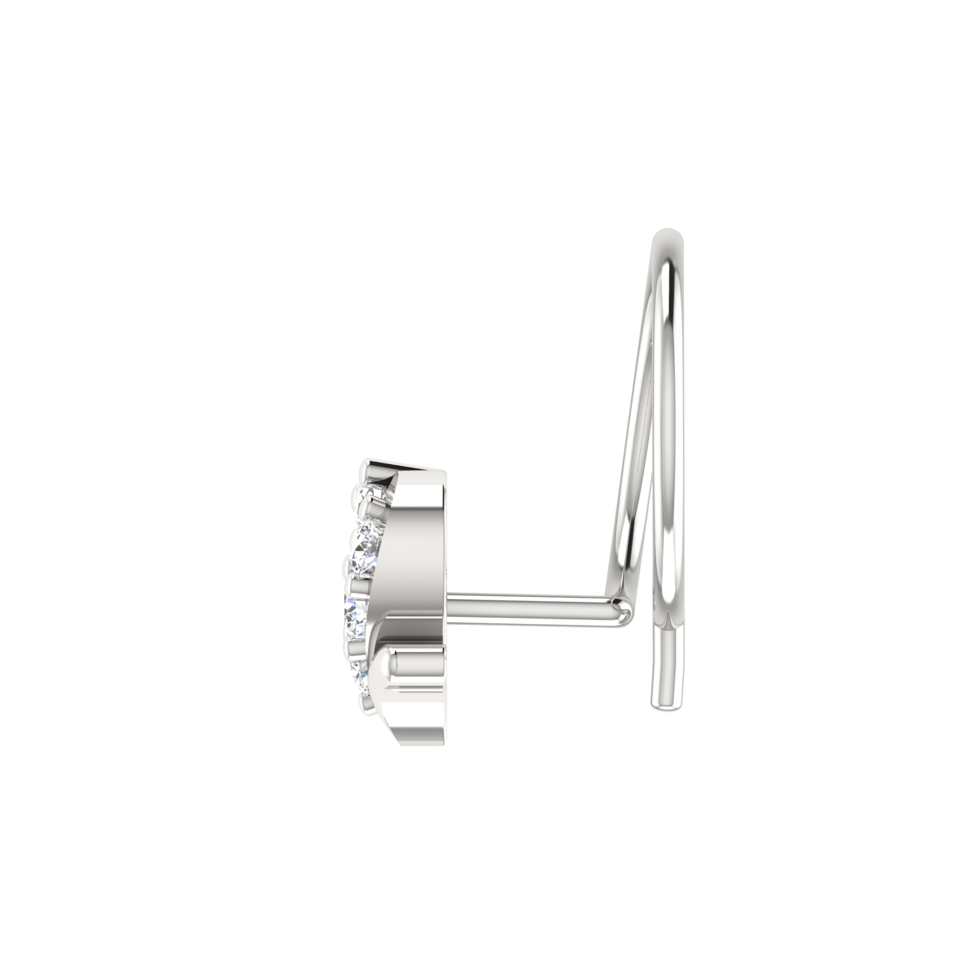 14K Gold Minimalist Floral/Leaf Design 0.048ct Natural Diamond Nose Pin