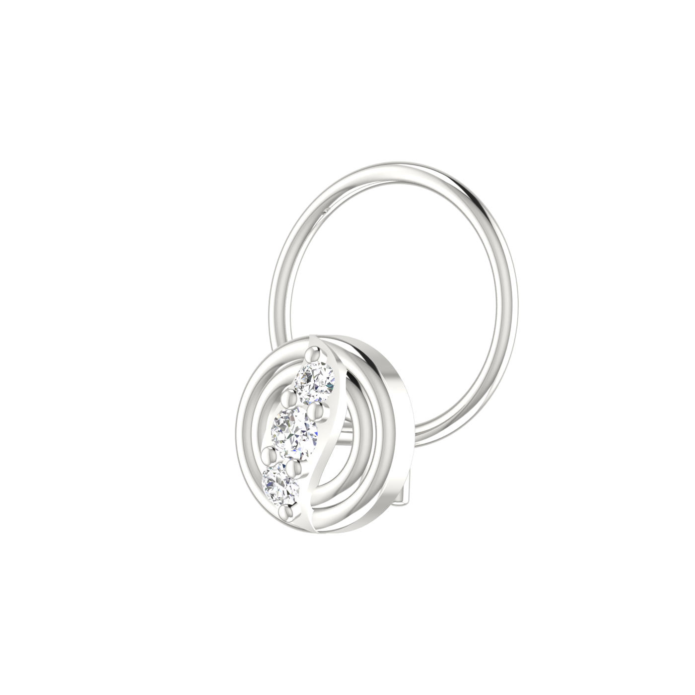 14K Gold Concentric Circle Design 0.046ct Natural Diamond Nose Pin