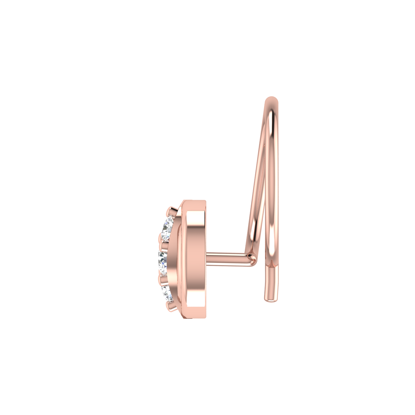 14K Gold Concentric Circle Design 0.046ct Natural Diamond Nose Pin