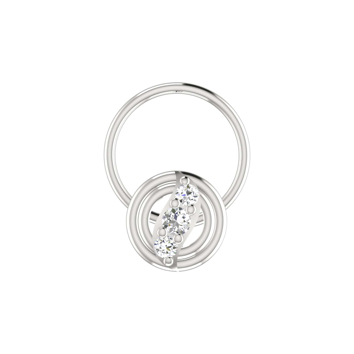 14K Gold Concentric Circle Design 0.046ct Natural Diamond Nose Pin