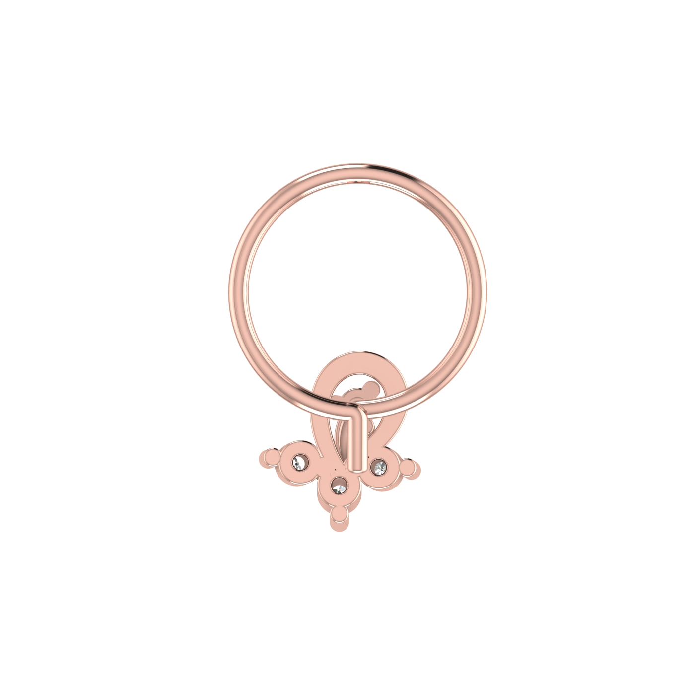 14K Gold Floral Curl Design 0.055ct Natural Diamond Nose Pin