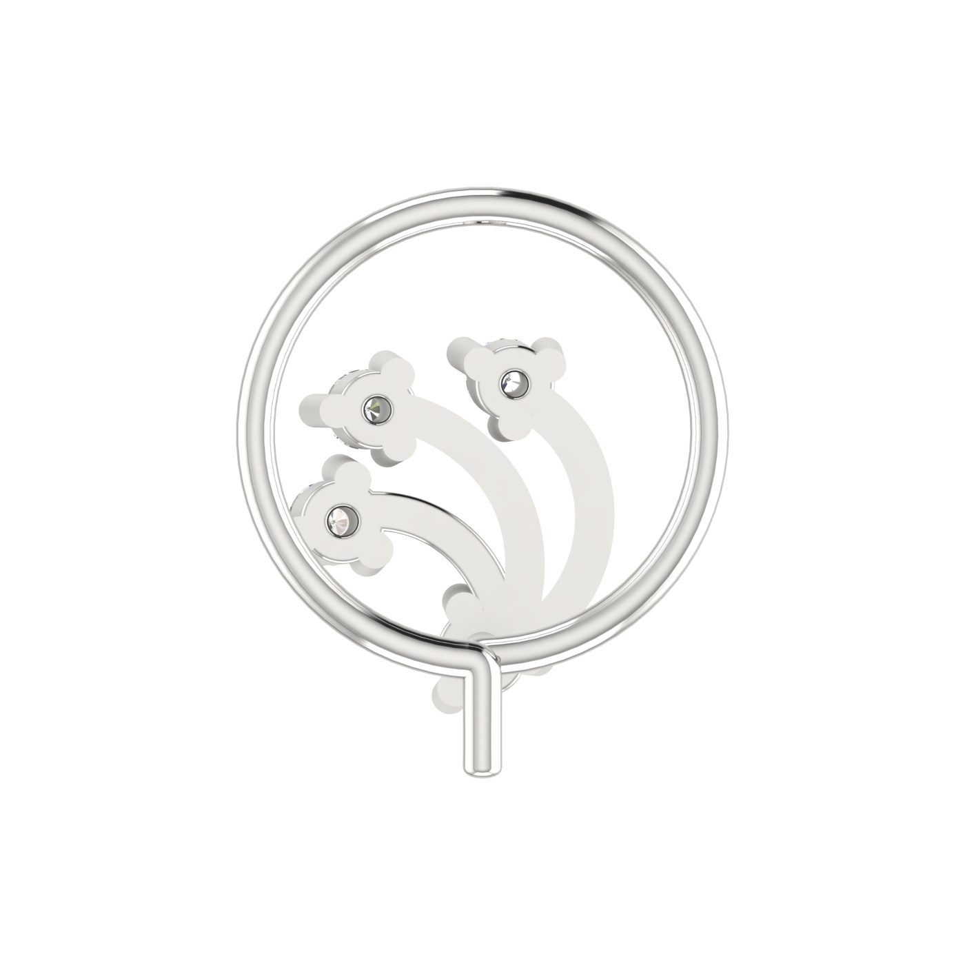 14K Gold Blooming Vine Design 0.058ct Natural Diamond Nose Pin