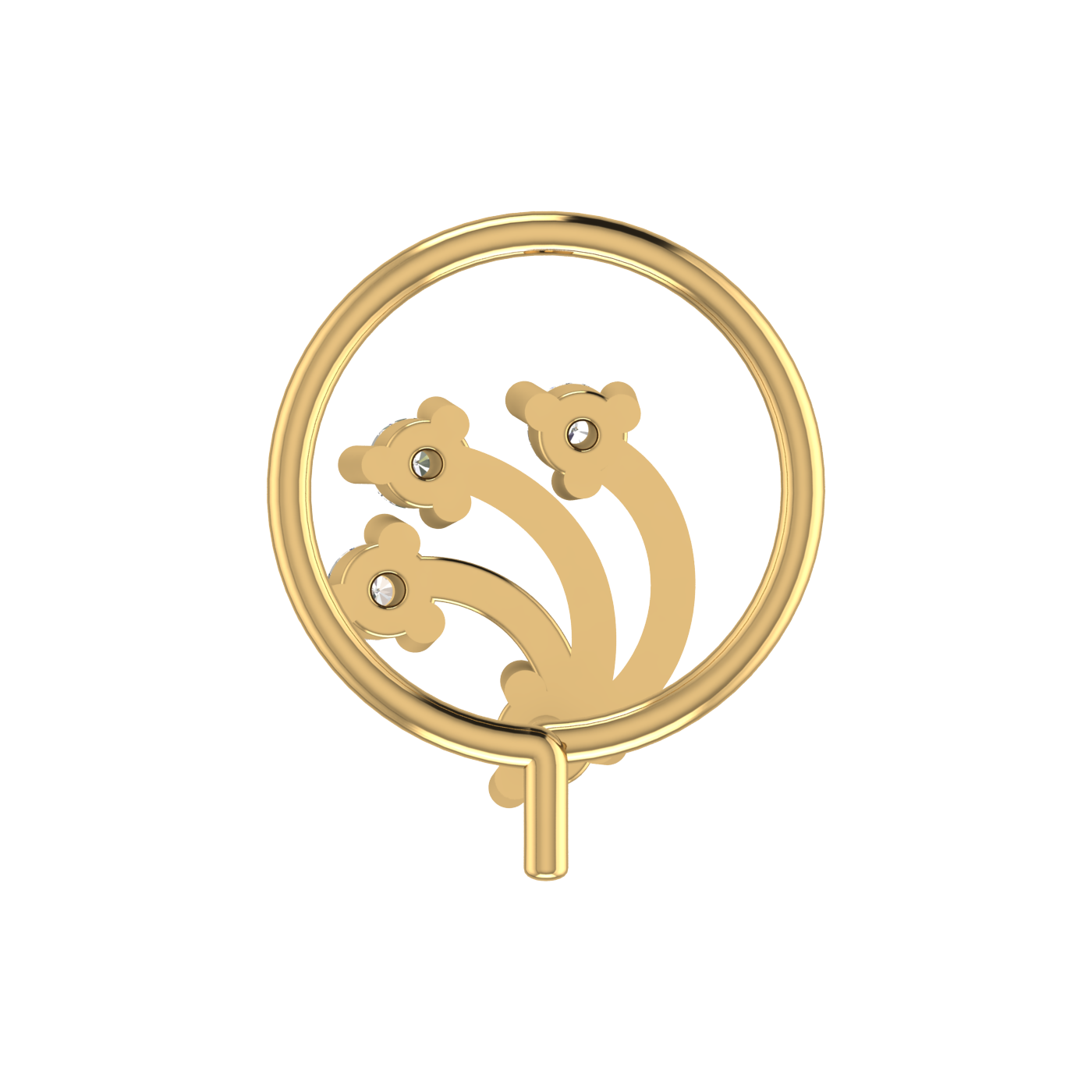 14K Gold Blooming Vine Design 0.058ct Natural Diamond Nose Pin