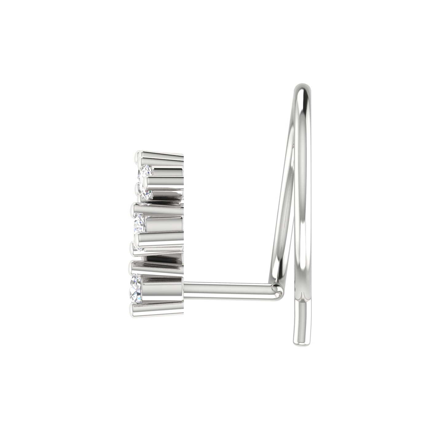 14K Gold Blooming Vine Design 0.058ct Natural Diamond Nose Pin