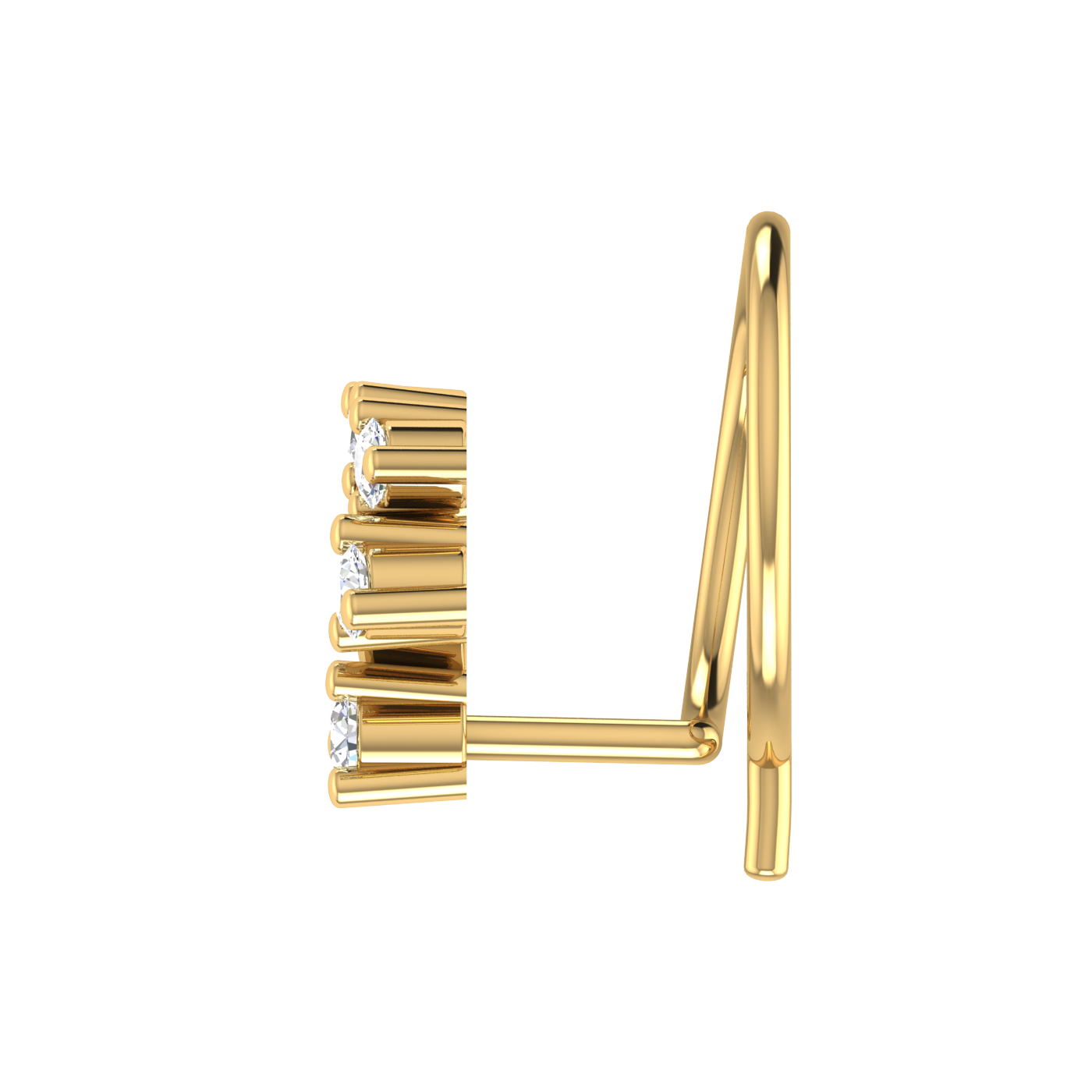 14K Gold Blooming Vine Design 0.058ct Natural Diamond Nose Pin