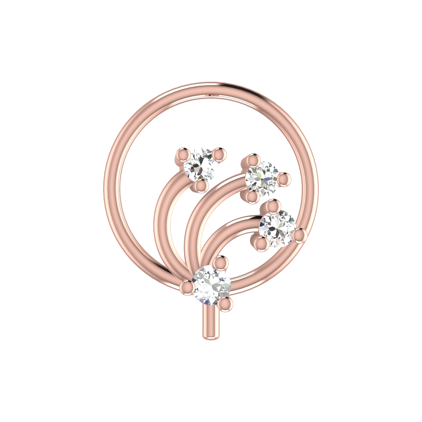 14K Gold Blooming Vine Design 0.058ct Natural Diamond Nose Pin
