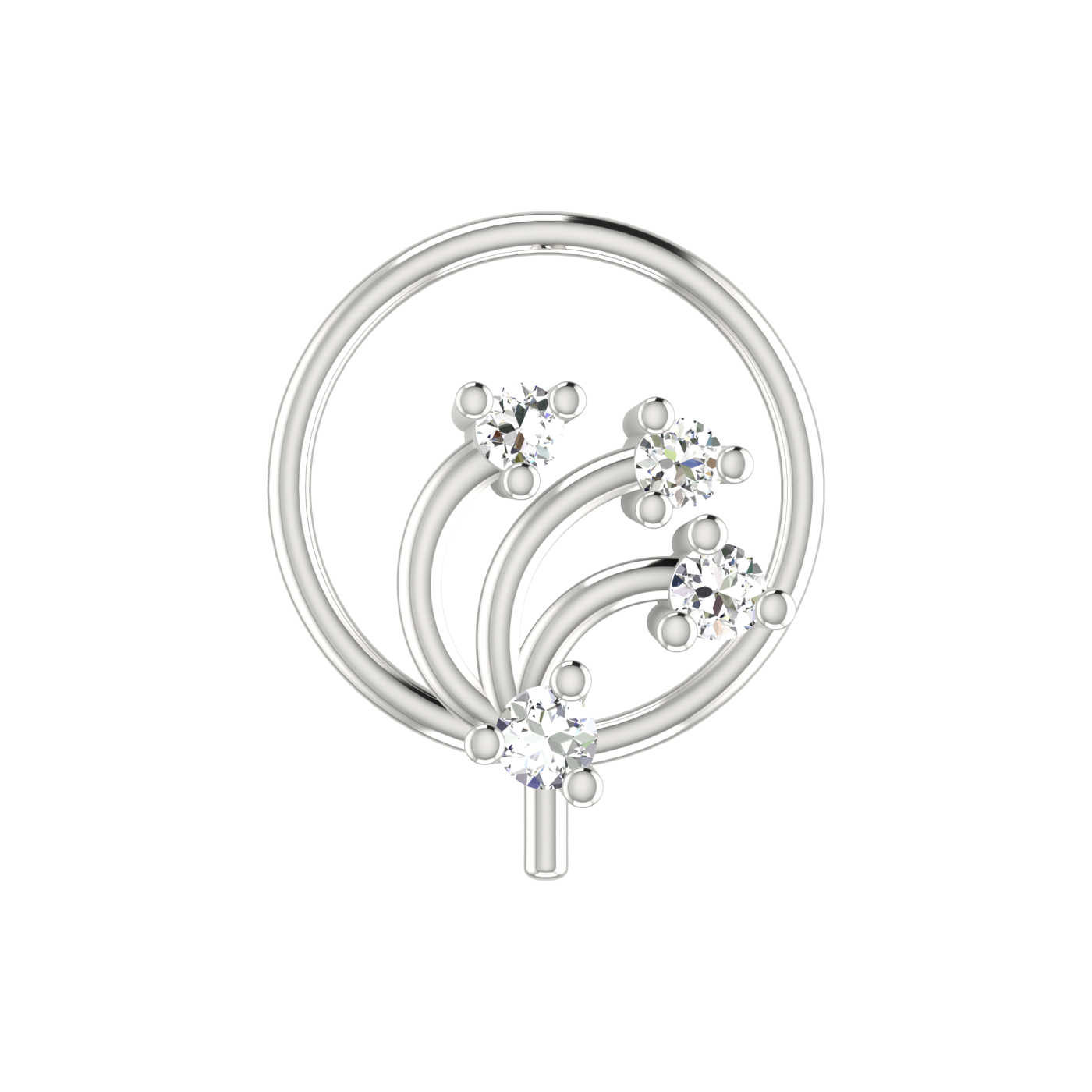 14K Gold Blooming Vine Design 0.058ct Natural Diamond Nose Pin