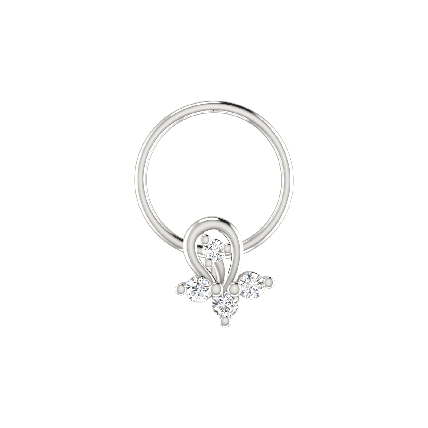 0.055 Carat Lab Grown Diamond Cluster Nose Pin.