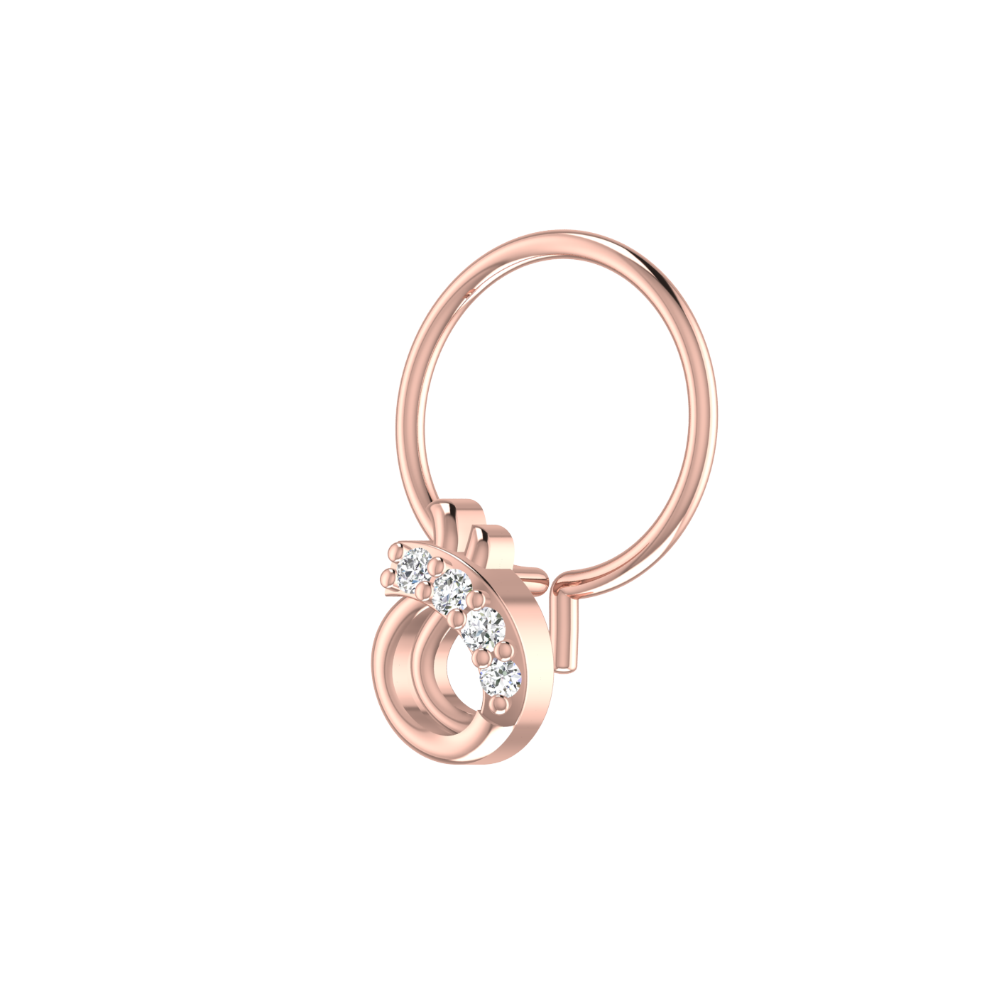 14K Gold Twisted Loop Design 0.023ct Natural Diamond Nose Pin