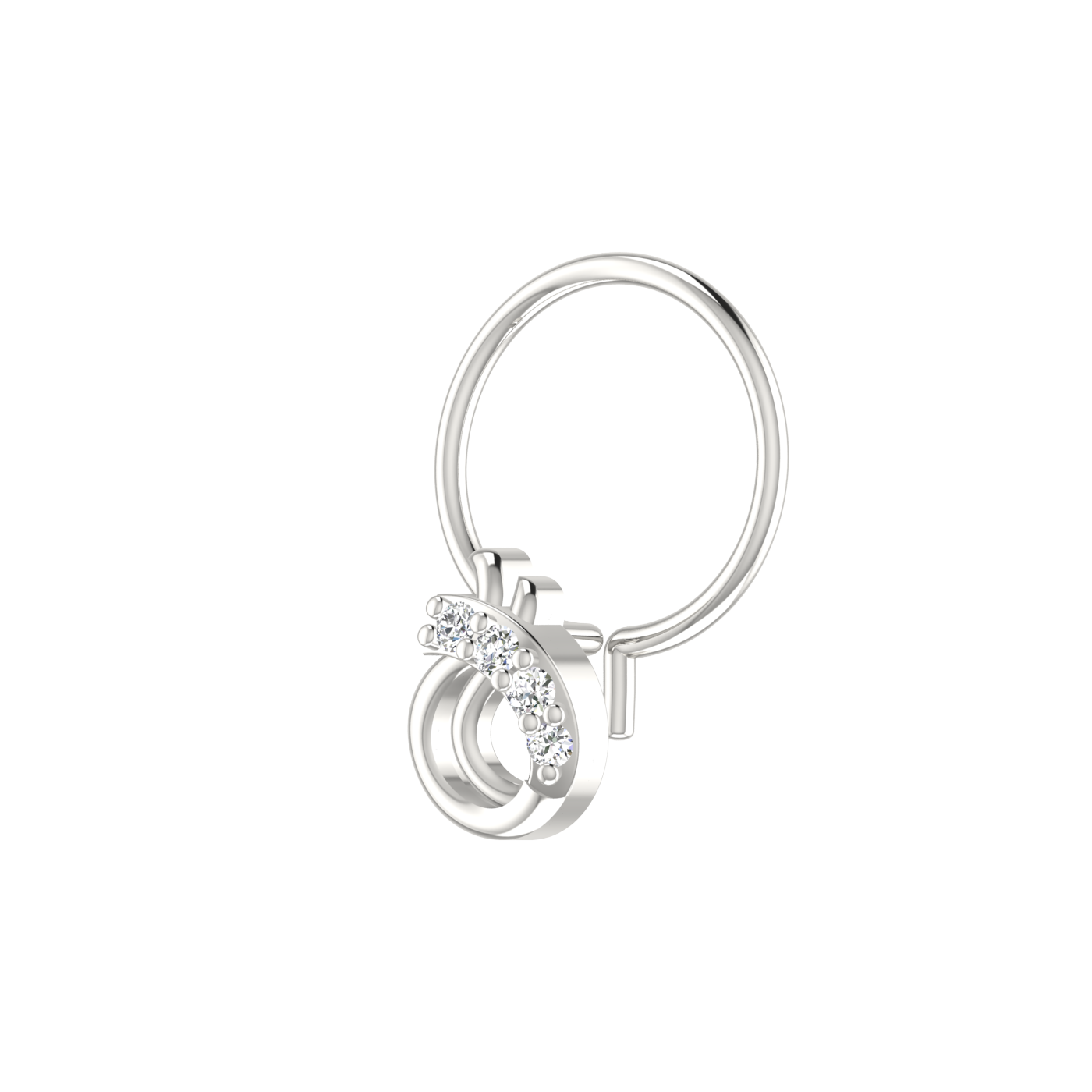 14K Gold Twisted Loop Design 0.023ct Natural Diamond Nose Pin