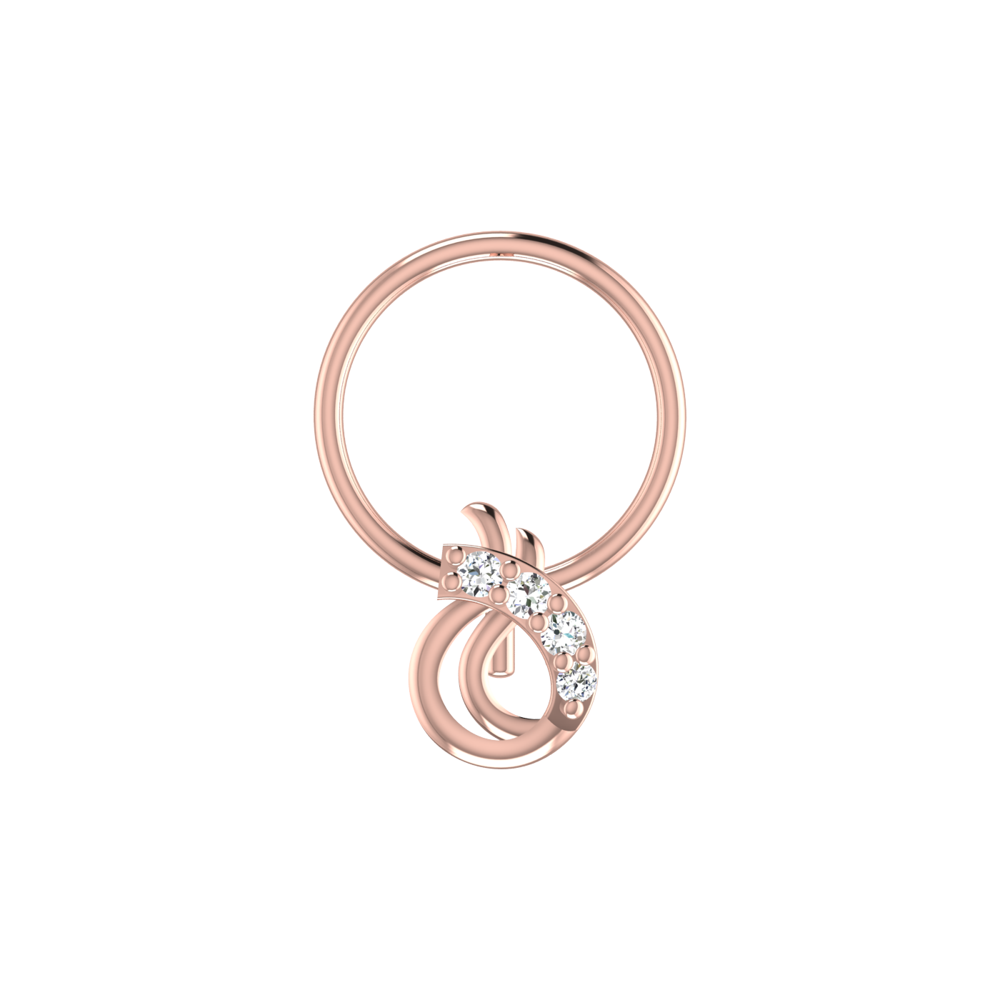 14K Gold Twisted Loop Design 0.023ct Natural Diamond Nose Pin