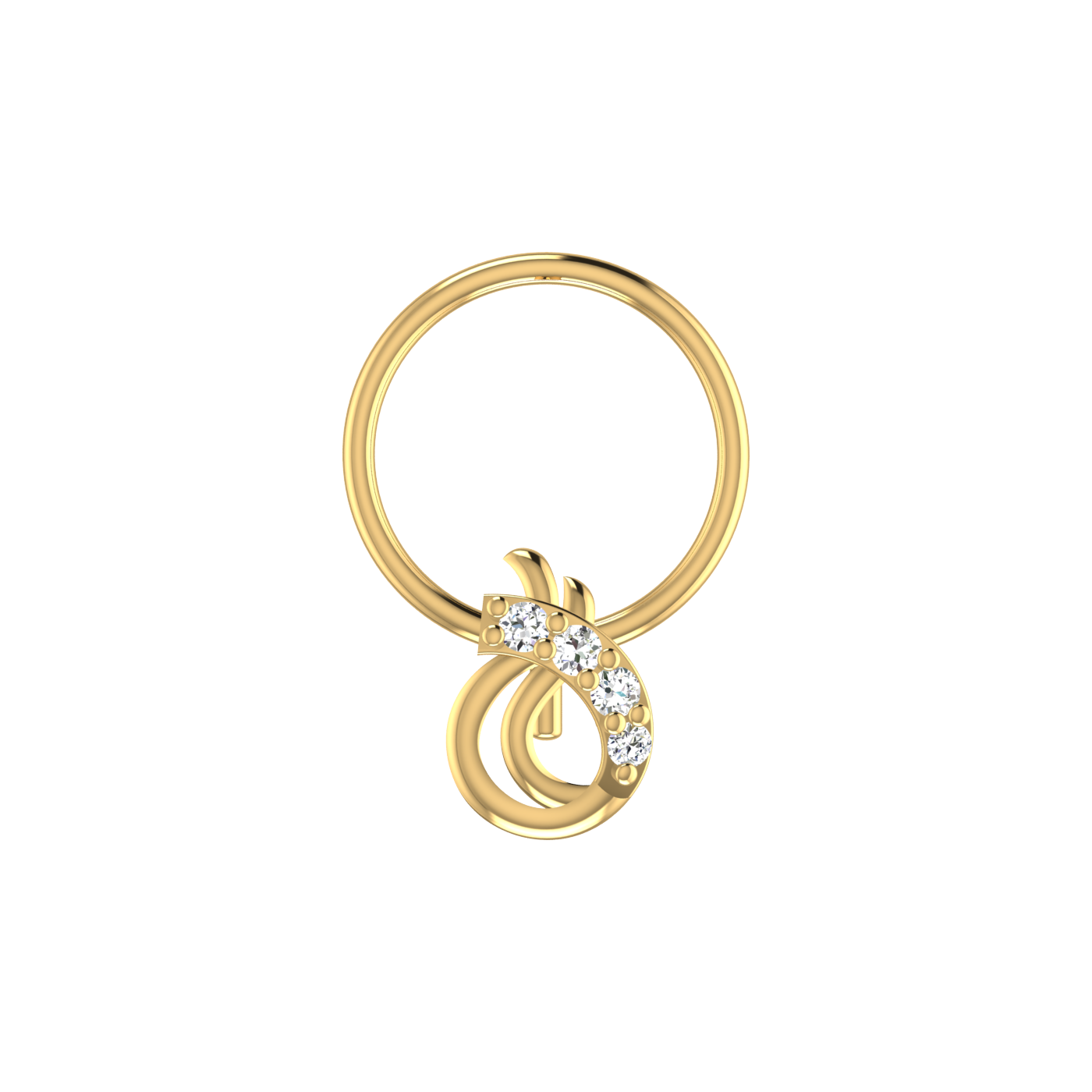 14K Gold Twisted Loop Design 0.023ct Natural Diamond Nose Pin