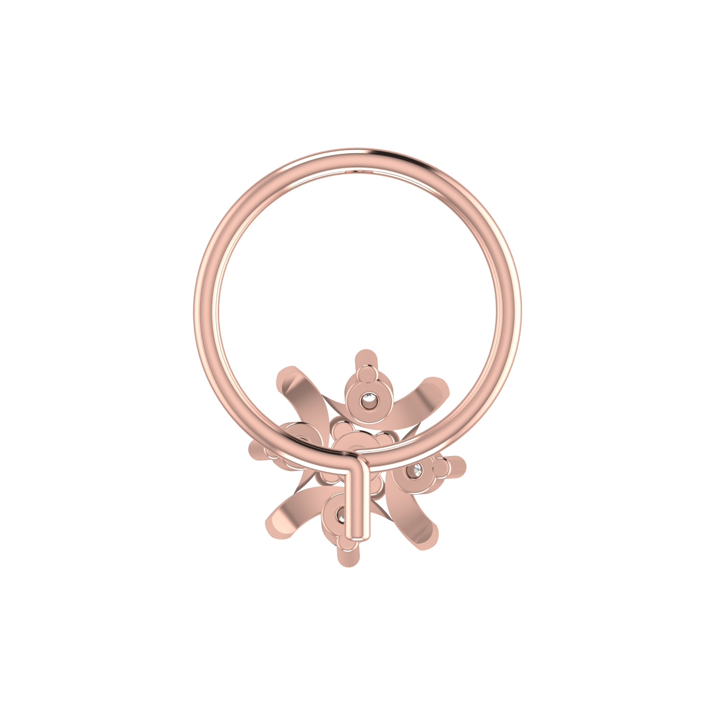 14K Gold Curved Petal Design 0.055ct Natural Diamond Nose Pin