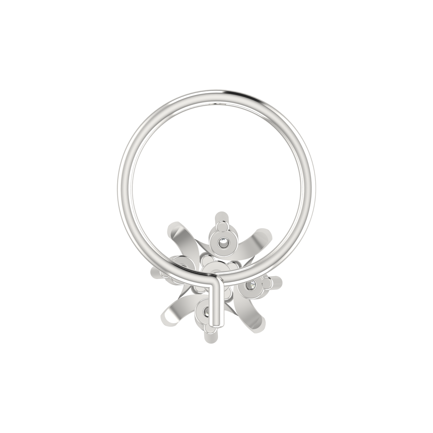 14K Gold Curved Petal Design 0.055ct Natural Diamond Nose Pin