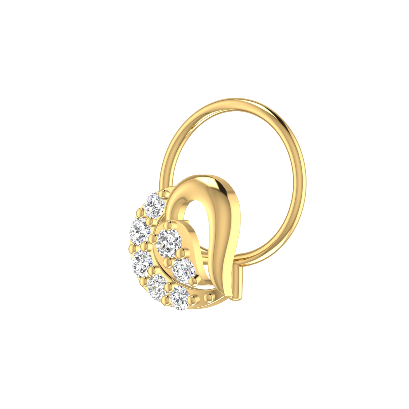 14K Gold Teardrop Curve Design 0.09ct Natural Diamond Nose Pin