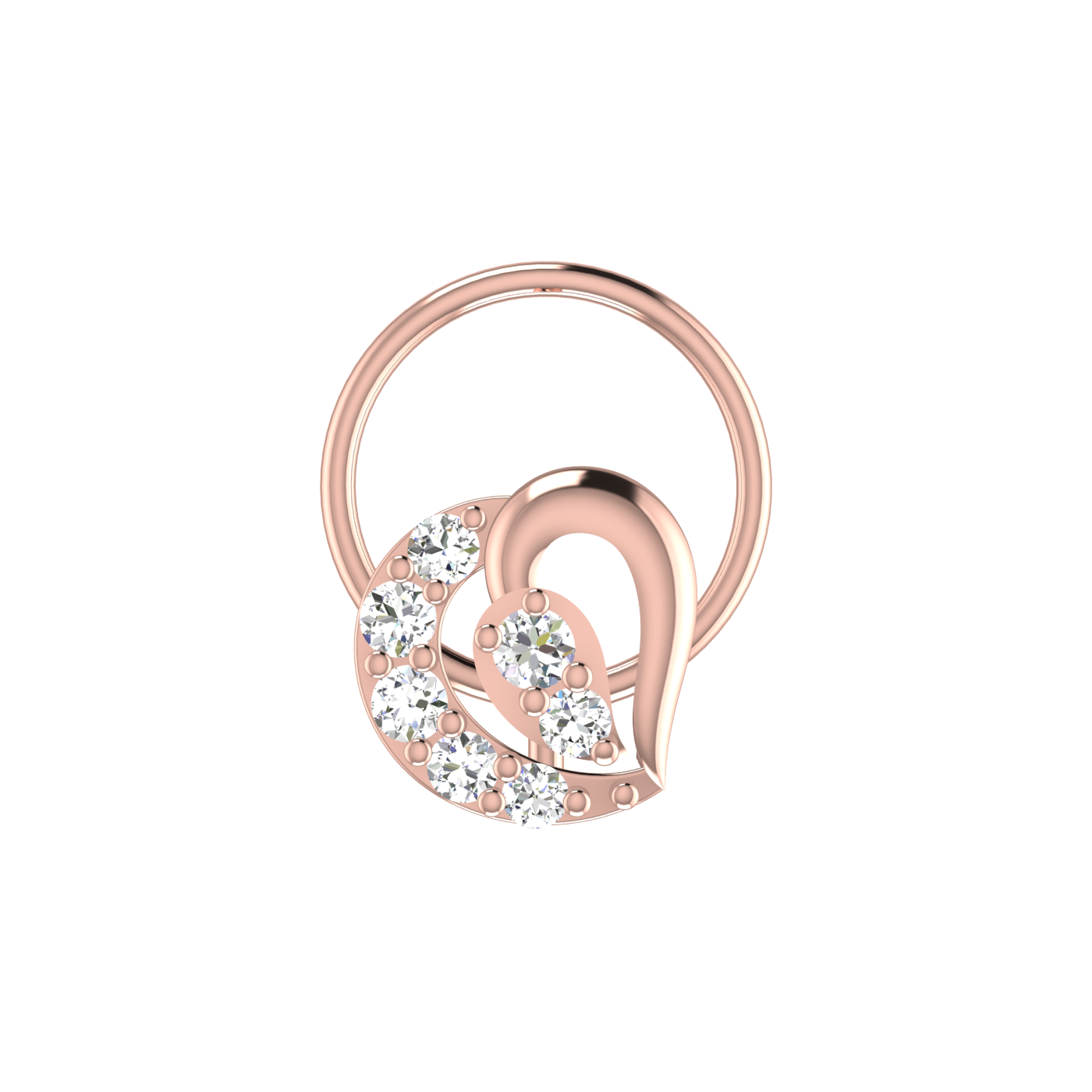 14K Gold Teardrop Curve Design 0.09ct Natural Diamond Nose Pin