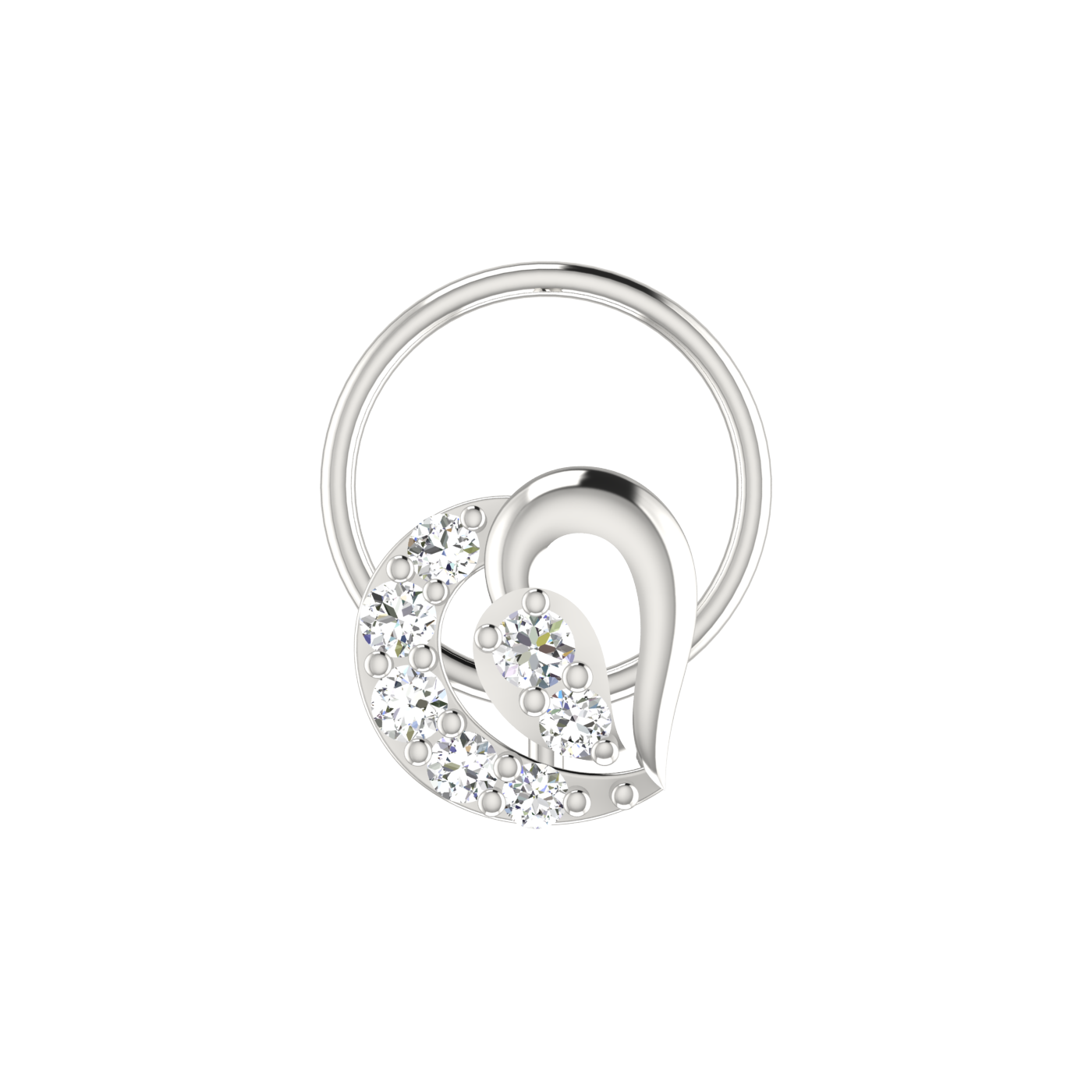 14K Gold Teardrop Curve Design 0.09ct Natural Diamond Nose Pin