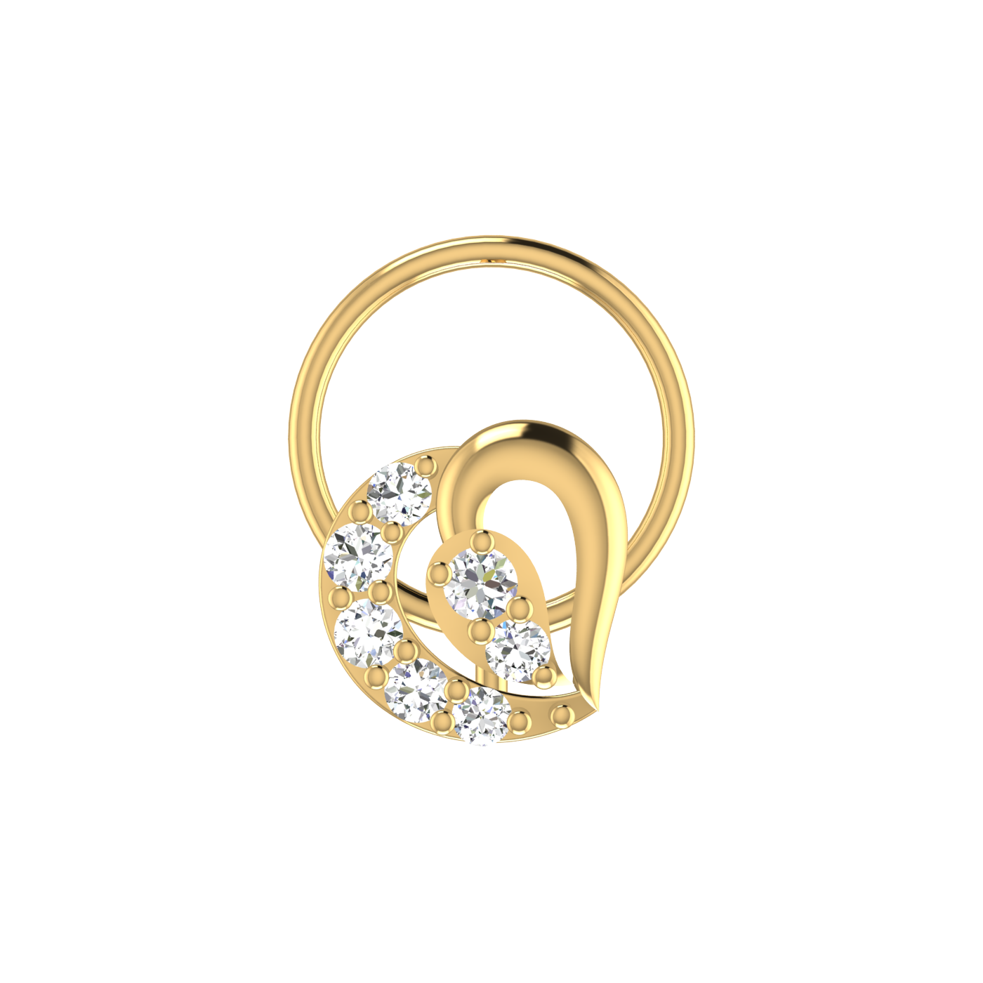 14K Gold Teardrop Curve Design 0.09ct Natural Diamond Nose Pin