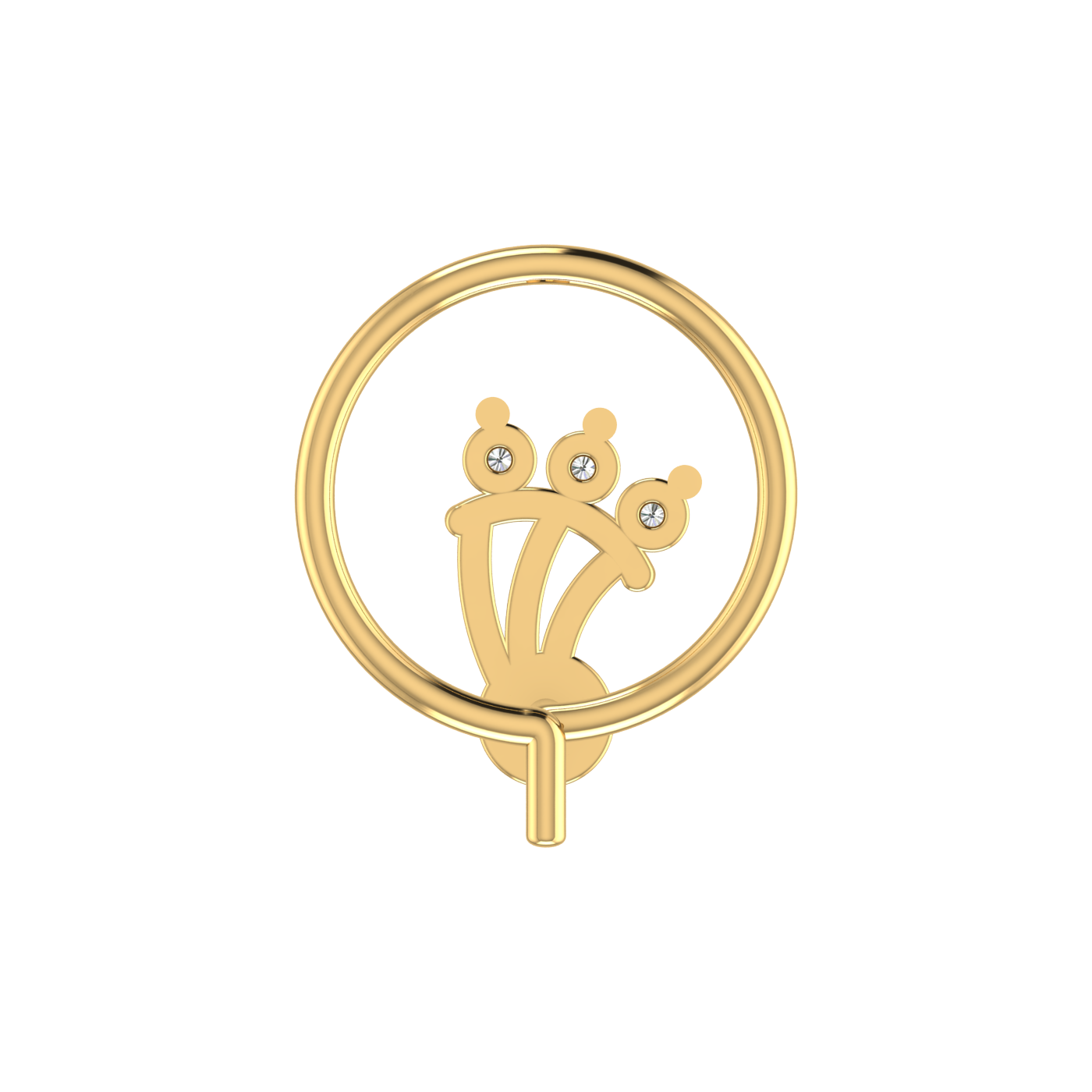 14K Gold Floral Tiara Design 0.04ct Natural Diamond Nose Pin