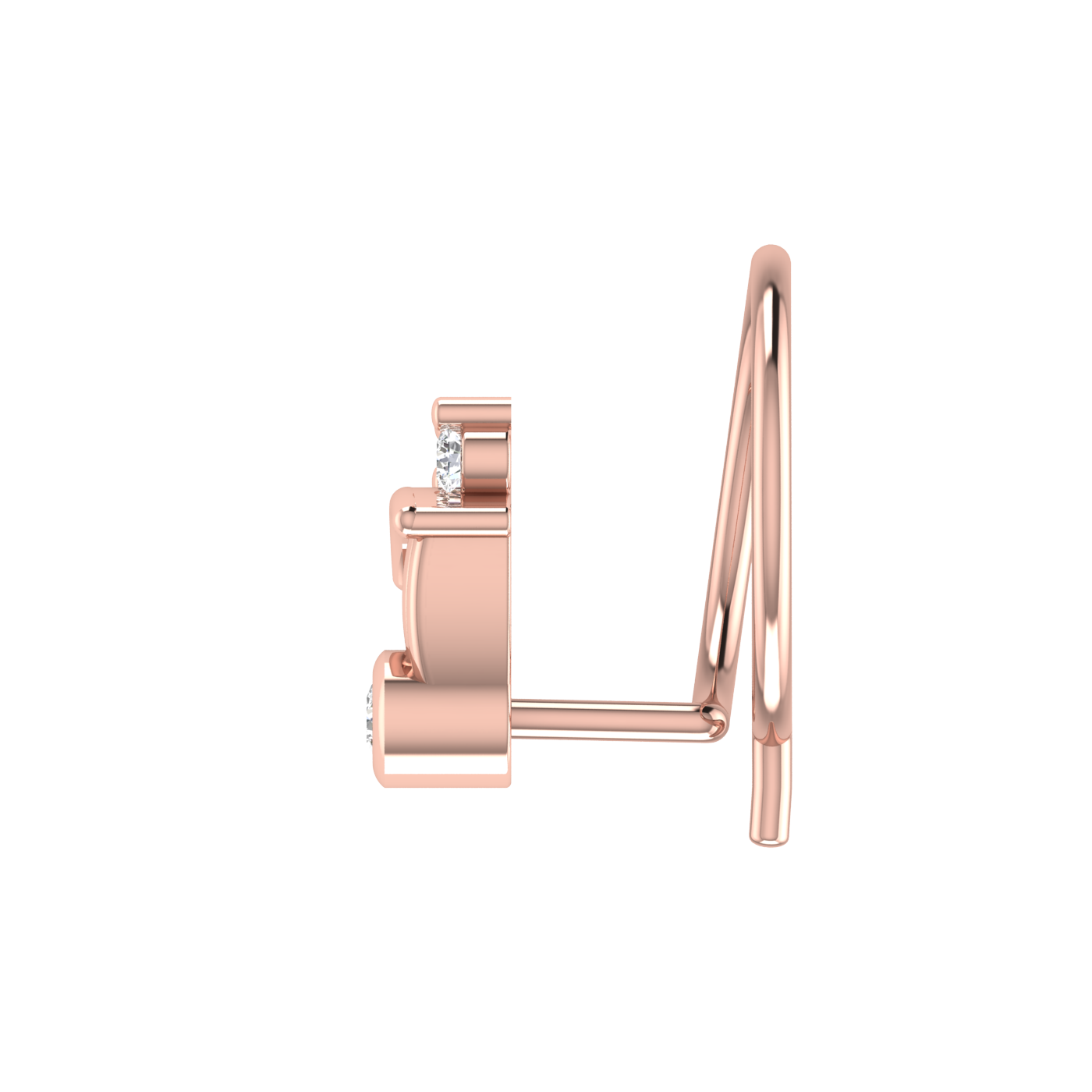 14K Gold Floral Tiara Design 0.04ct Natural Diamond Nose Pin