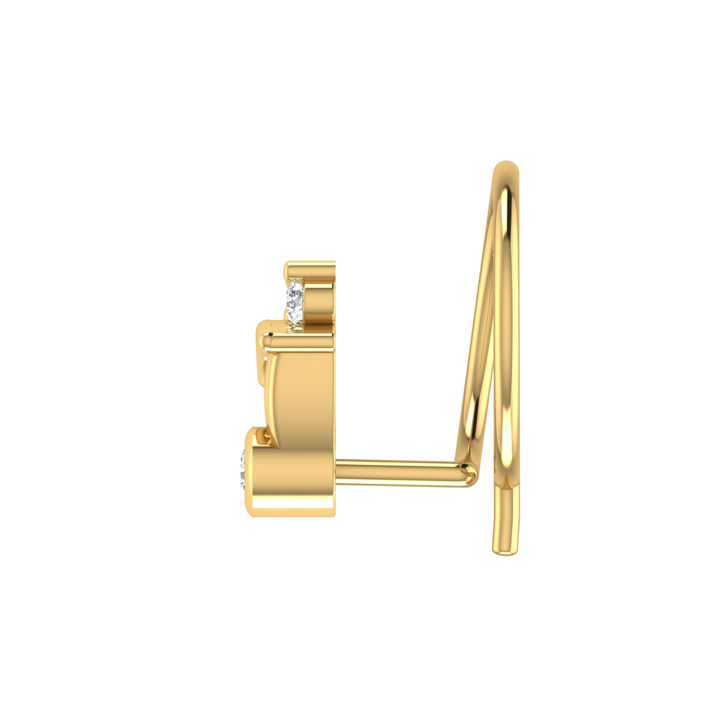 14K Gold Floral Tiara Design 0.04ct Natural Diamond Nose Pin