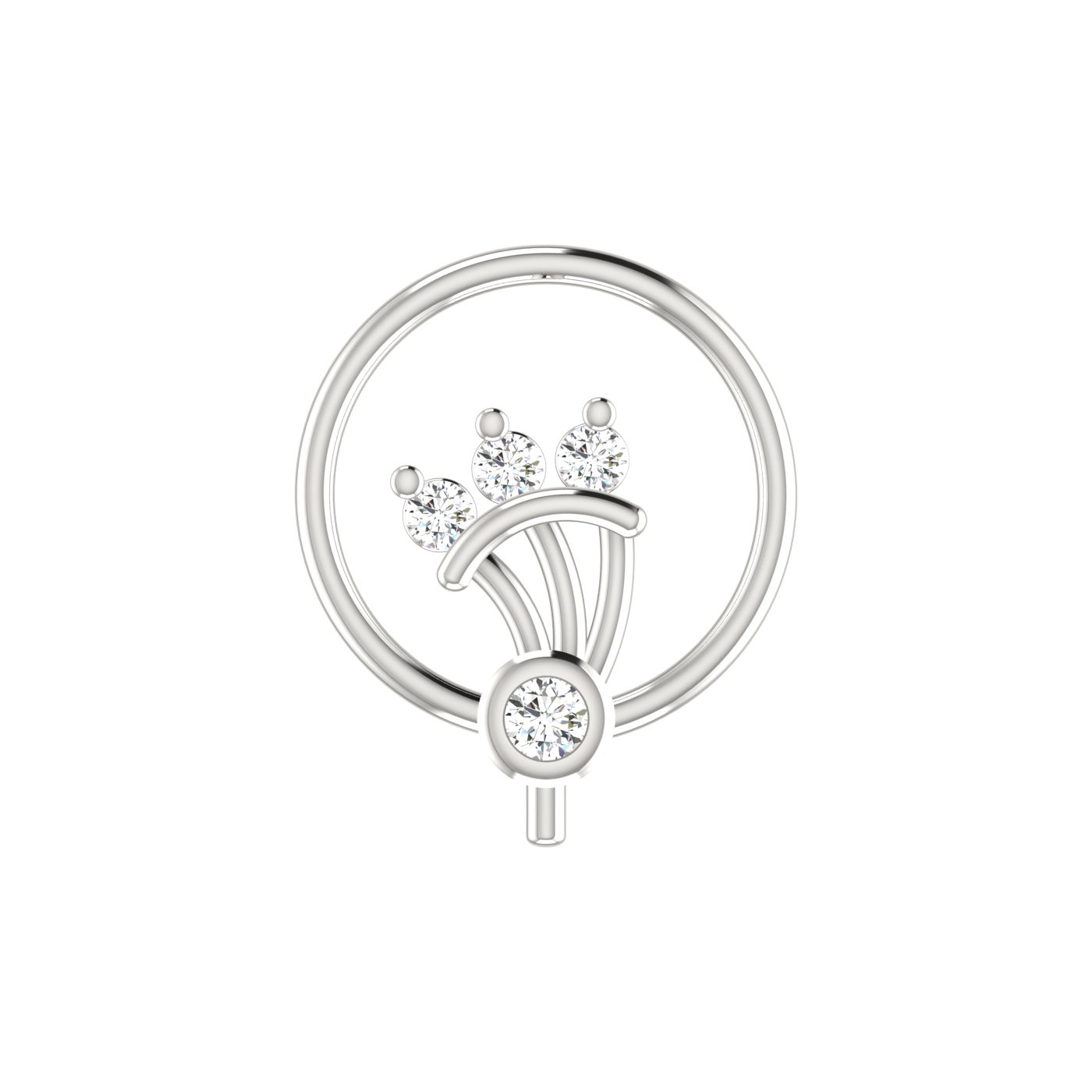 14K Gold Floral Tiara Design 0.04ct Natural Diamond Nose Pin