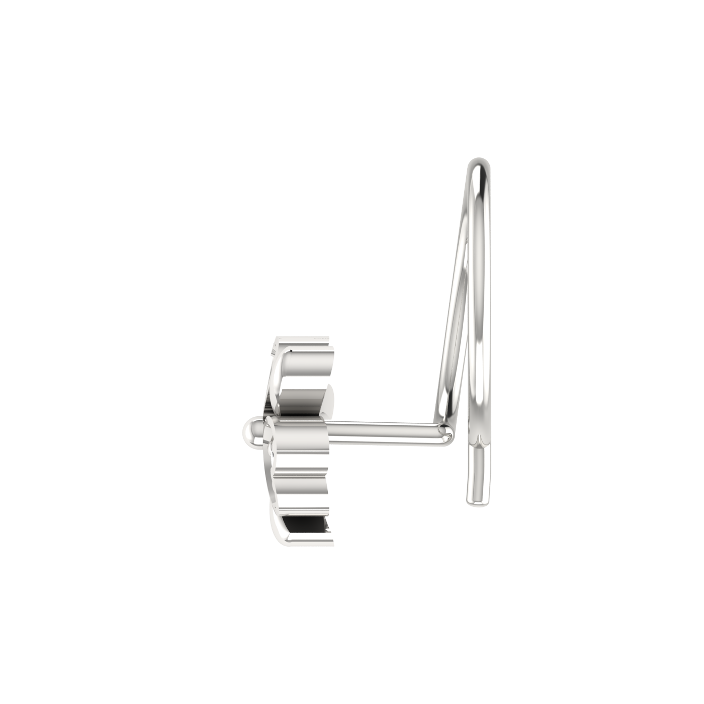 14K Gold Triple Heart Floral Design 0.018ct Natural Diamond Nose Pin