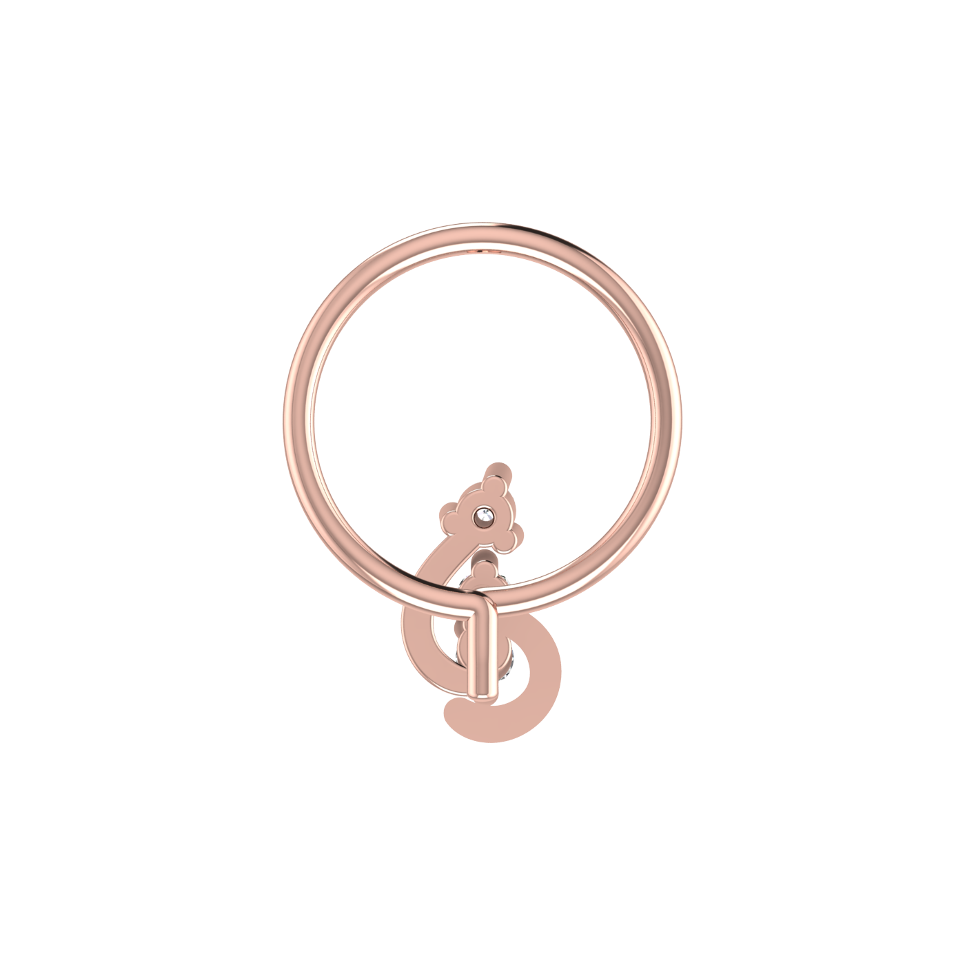 14K Gold Curved Drop design 0.026ct Natural Diamond Nose Pin